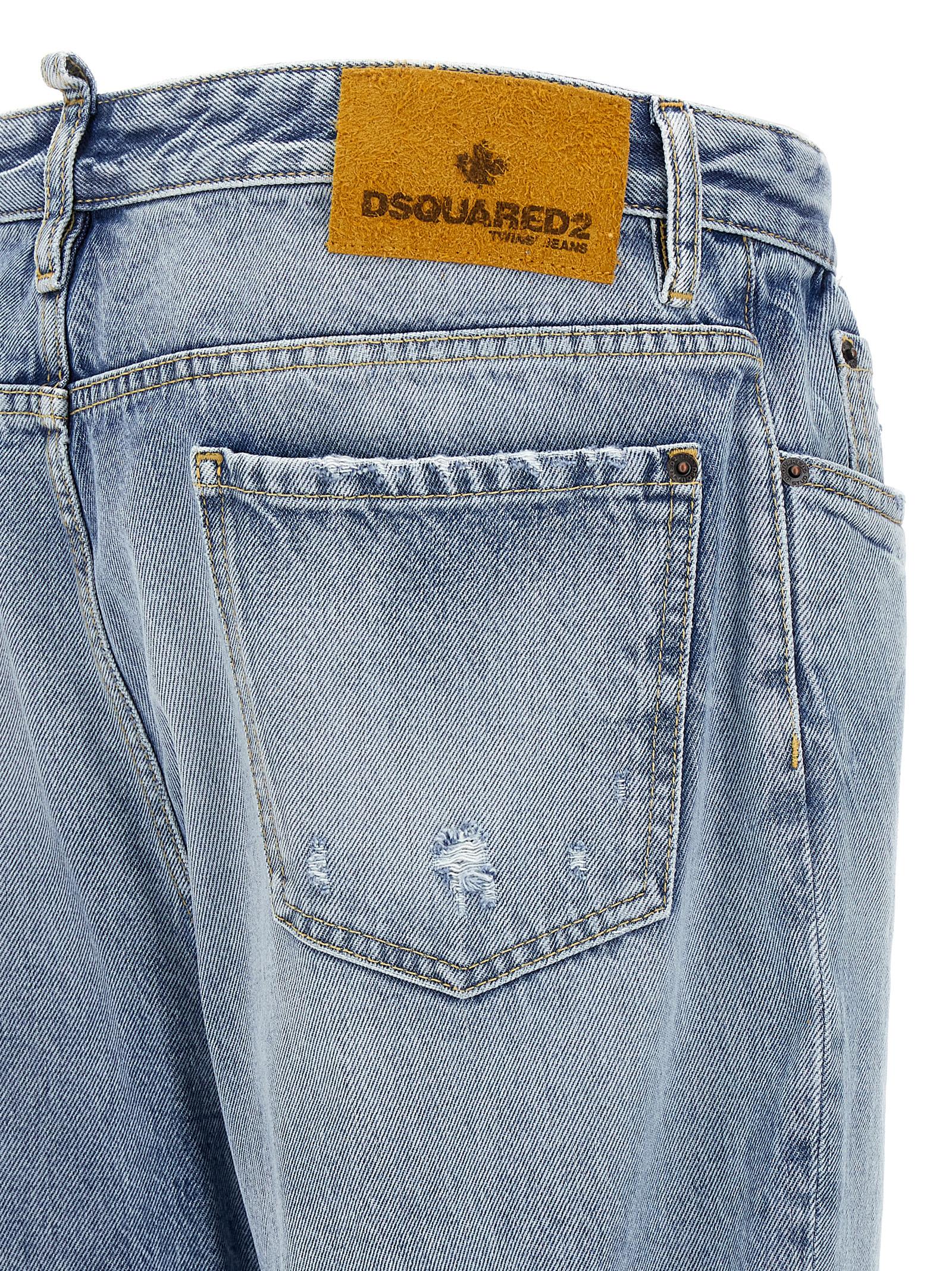 Jeans en coton bleu à coupe décontractée de Dsquared², pantalon décontracté pour homme ou femme.