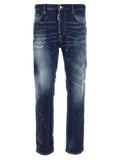 Jeans bleu en coton à coupe décontractée de Dsquared², détail de la texture et du style décontracté visible sur l'image.