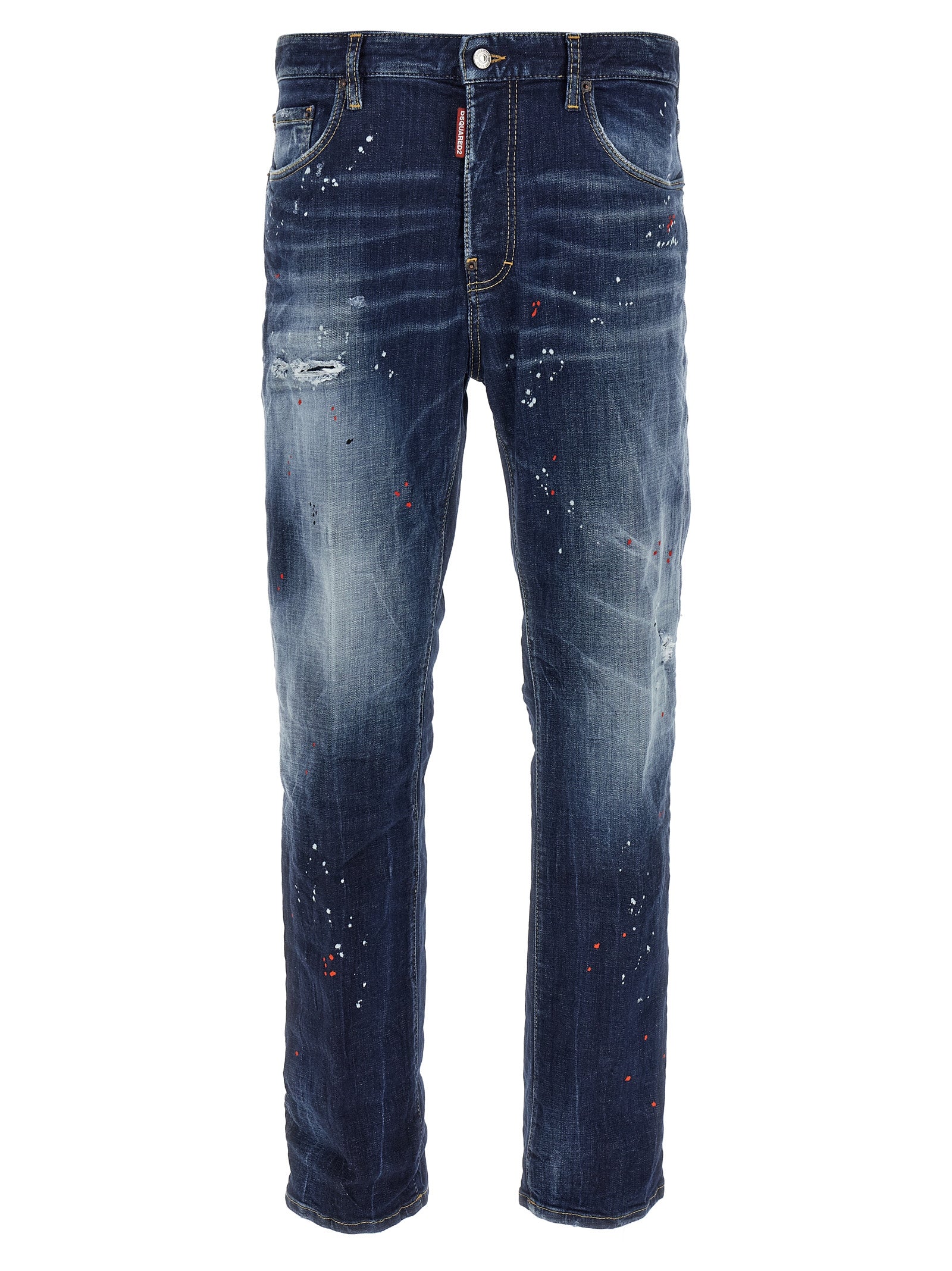 Jeans bleu en coton à coupe décontractée de Dsquared², détail de la texture et du style décontracté visible sur l'image.