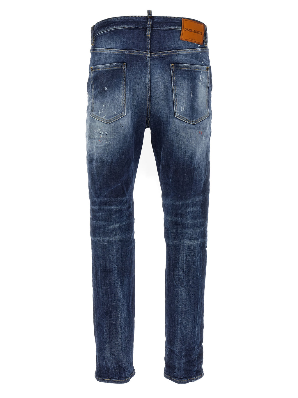 Jeans en coton bleu de coupe décontractée de la marque Dsquared², visibles avec détails et texture du tissu.