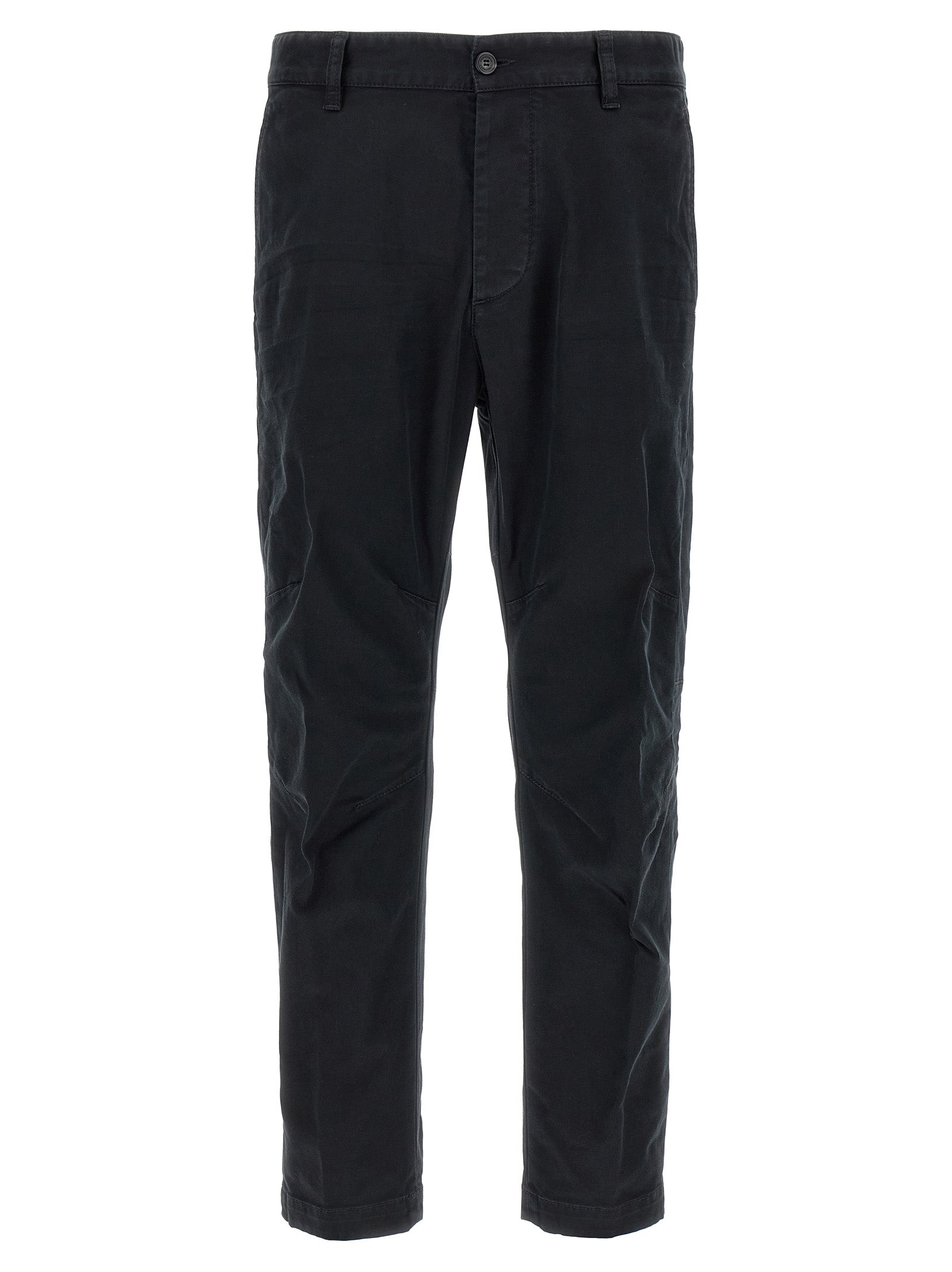 Pantalons chinos en coton noir de la marque Dsquared², vue de face avec détails de la coupe et des poches.