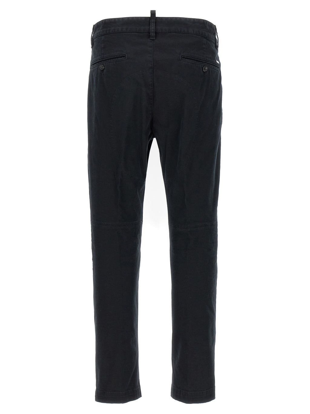 Pantalon chino en coton noir de la marque Dsquared², vue en gros plan, avec coupe classique et détails élégants.