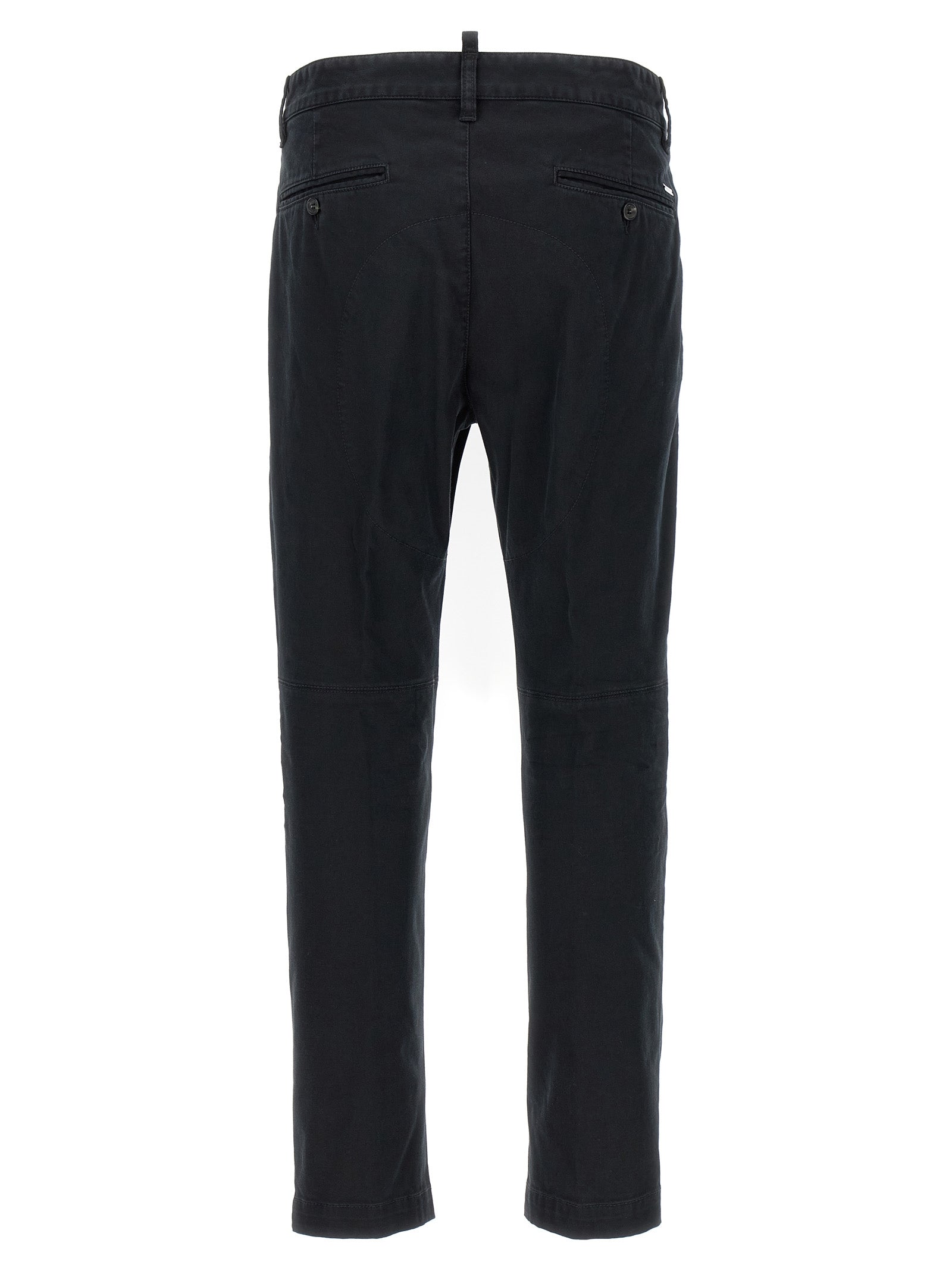 Pantalon chino en coton noir de la marque Dsquared², vue en gros plan, avec coupe classique et détails élégants.