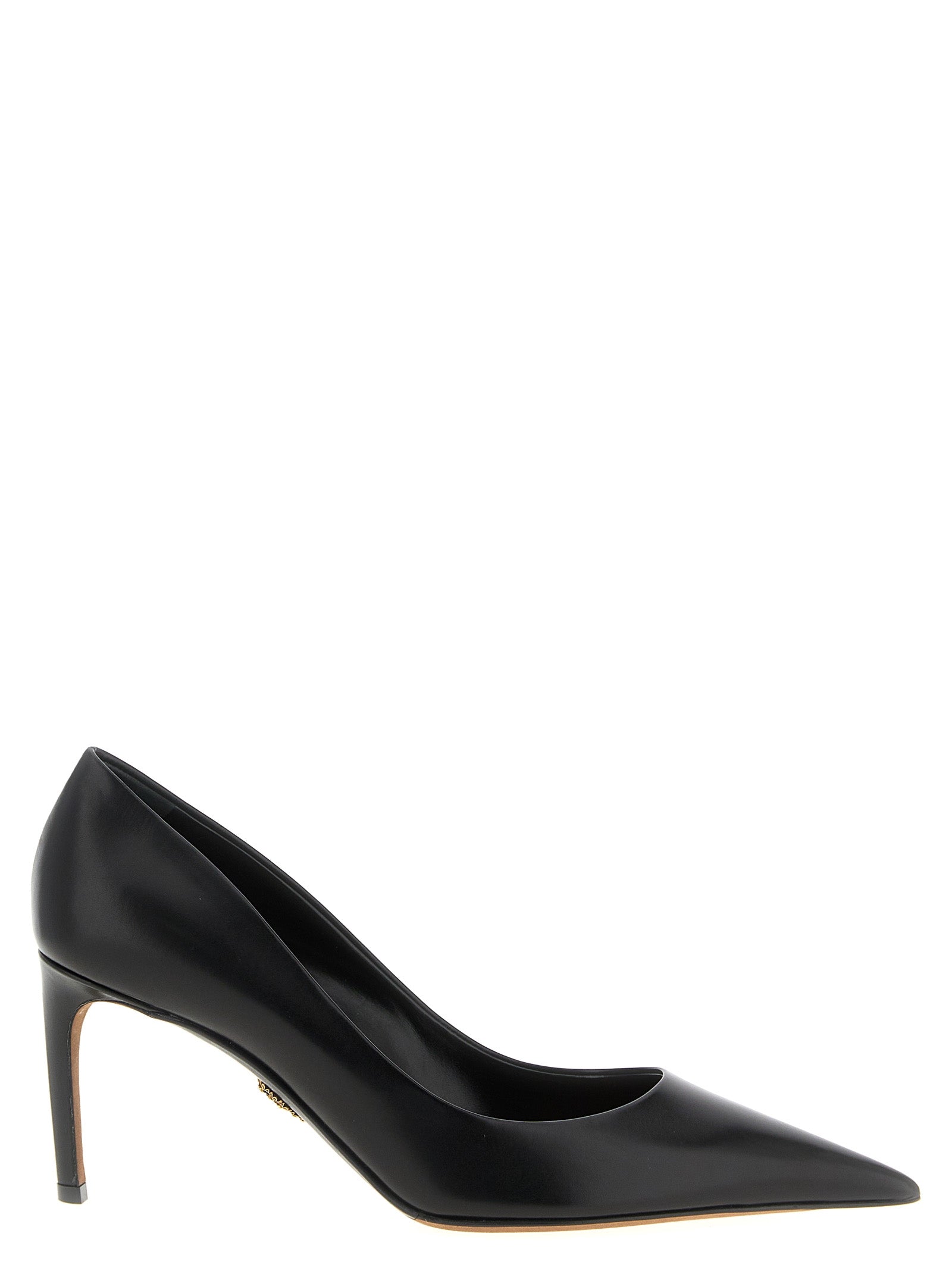 Chaussures à talons hauts en cuir de veau noir Dolce & Gabbana, élégantes et sophistiquées.