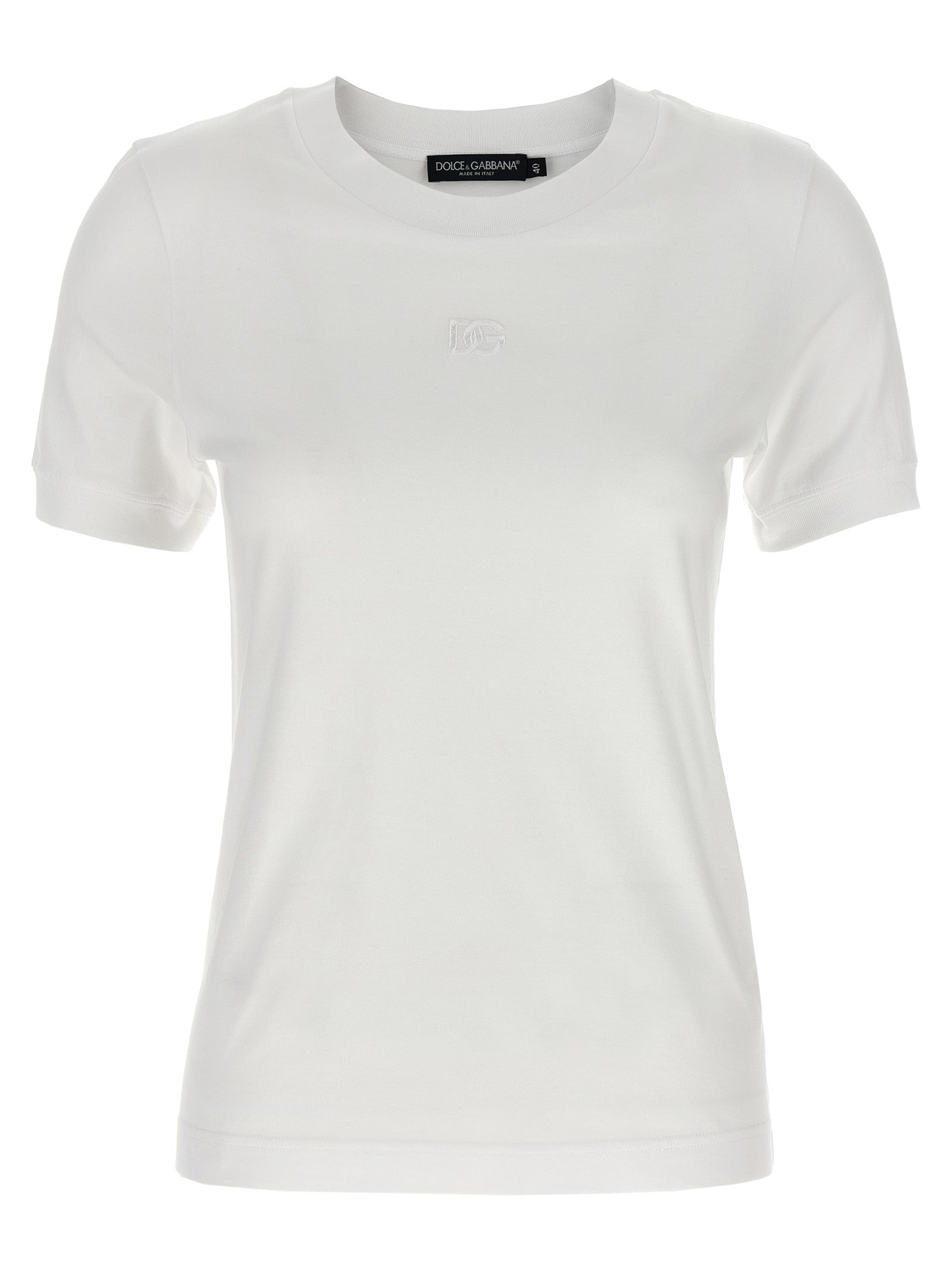 T-shirt en coton blanc de Dolce & Gabbana, style décontracté avec logo de la marque visible sur la poitrine.