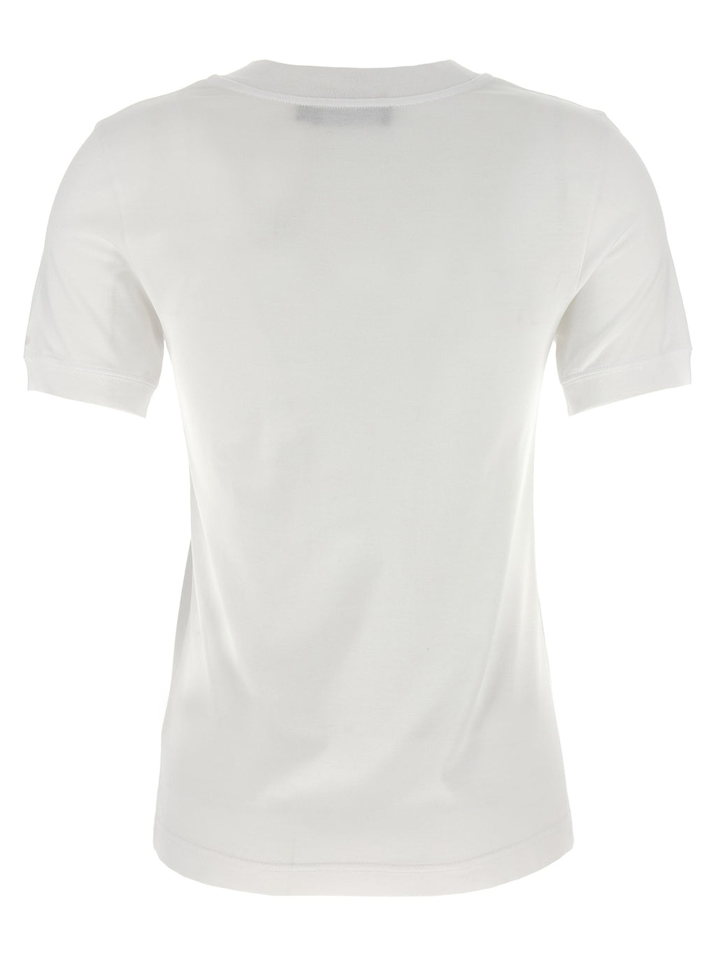 T-shirt blanc en coton Dolce & Gabbana, vue de face, avec logo discret au centre, manches courtes et col rond élégant.