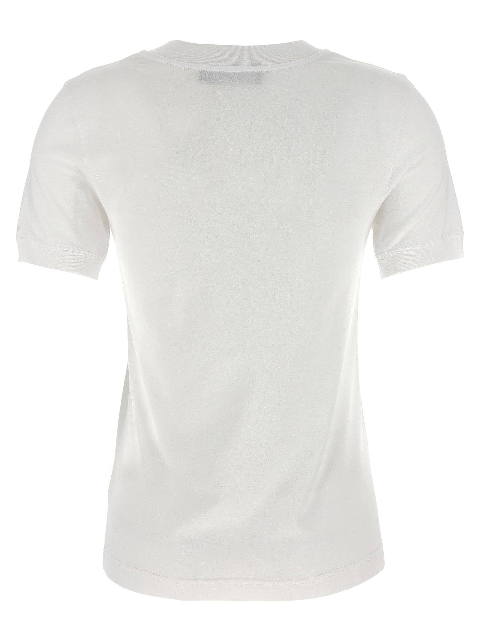 T-shirt blanc en coton Dolce & Gabbana, vue de face, avec logo discret au centre, manches courtes et col rond élégant.