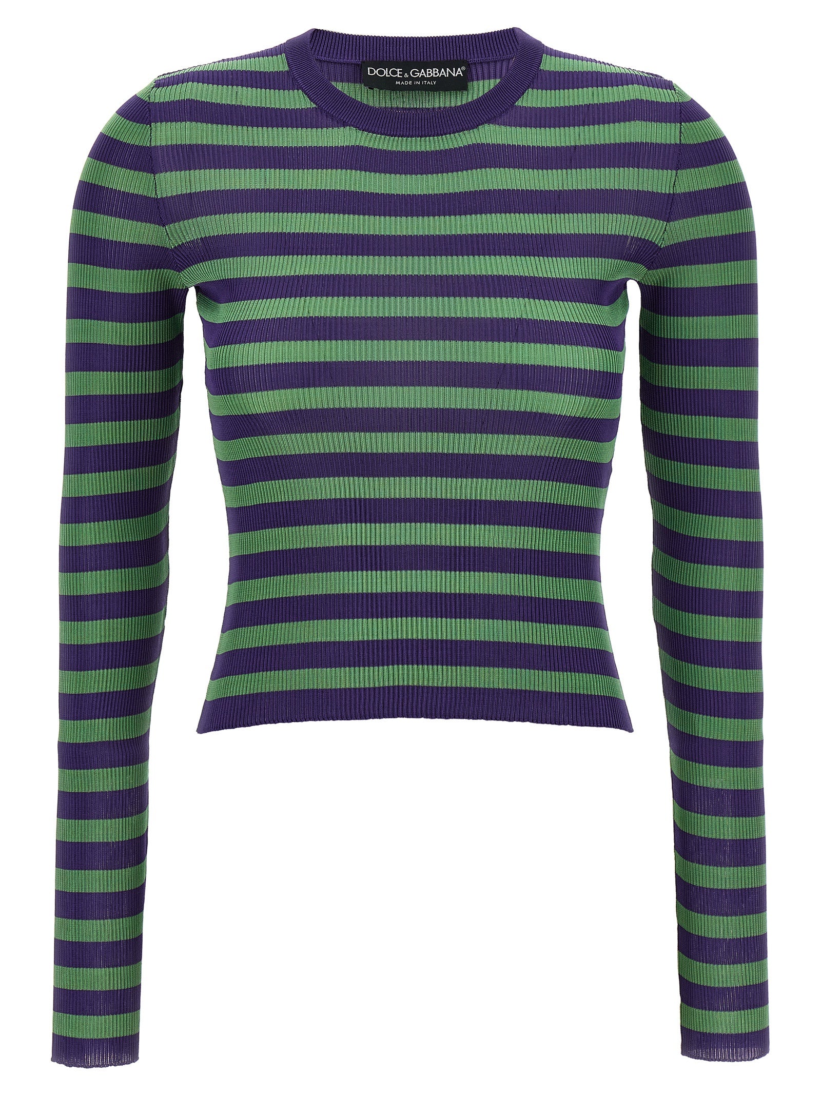 Cardigan en viscose multicolore de Dolce & Gabbana, style élégant avec motif coloré, porté sur un mannequin.