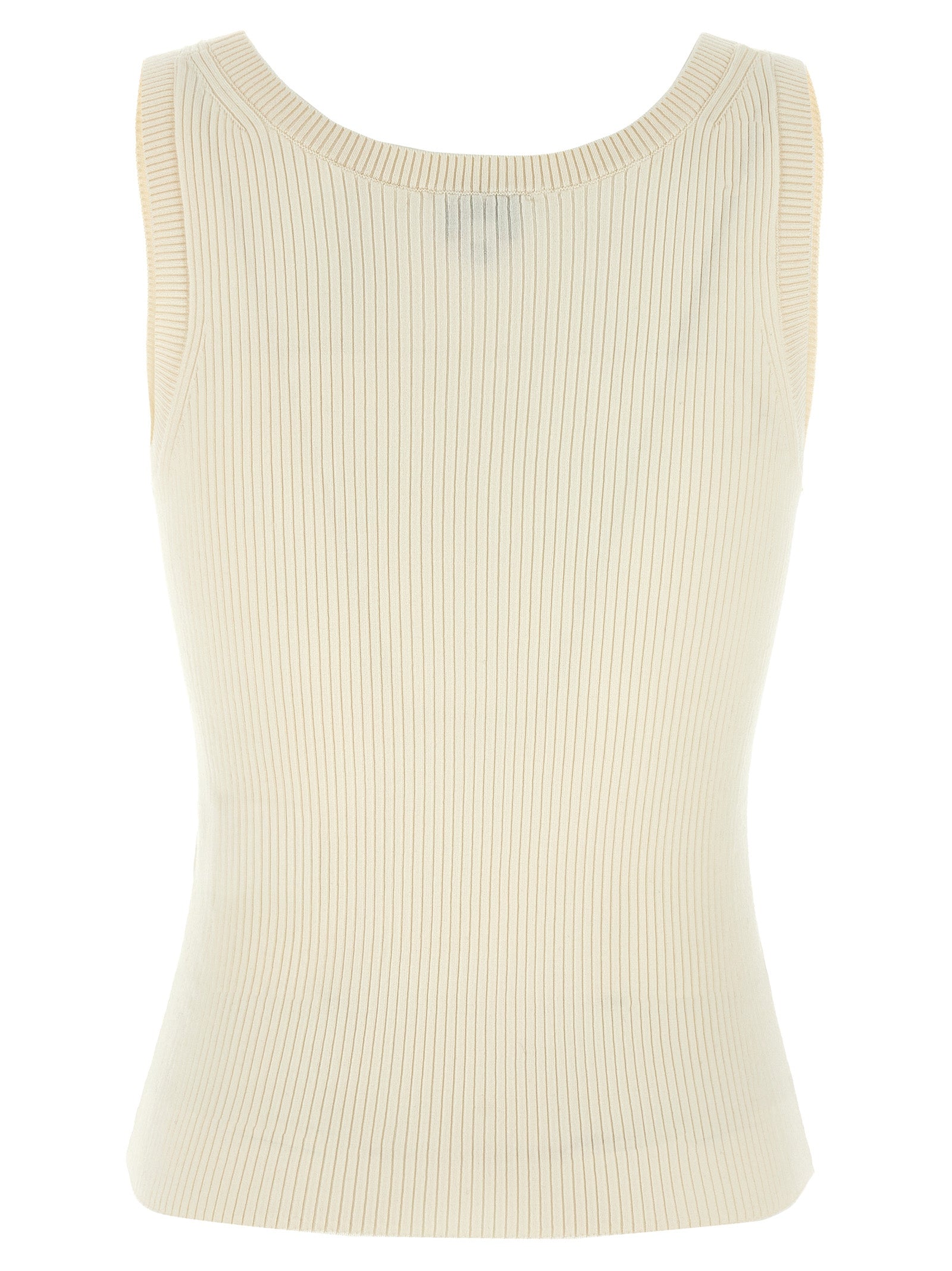 T-shirt blanc sans manches Kenzo en viscose, vue détaillée du devant avec col rond et logo discret.