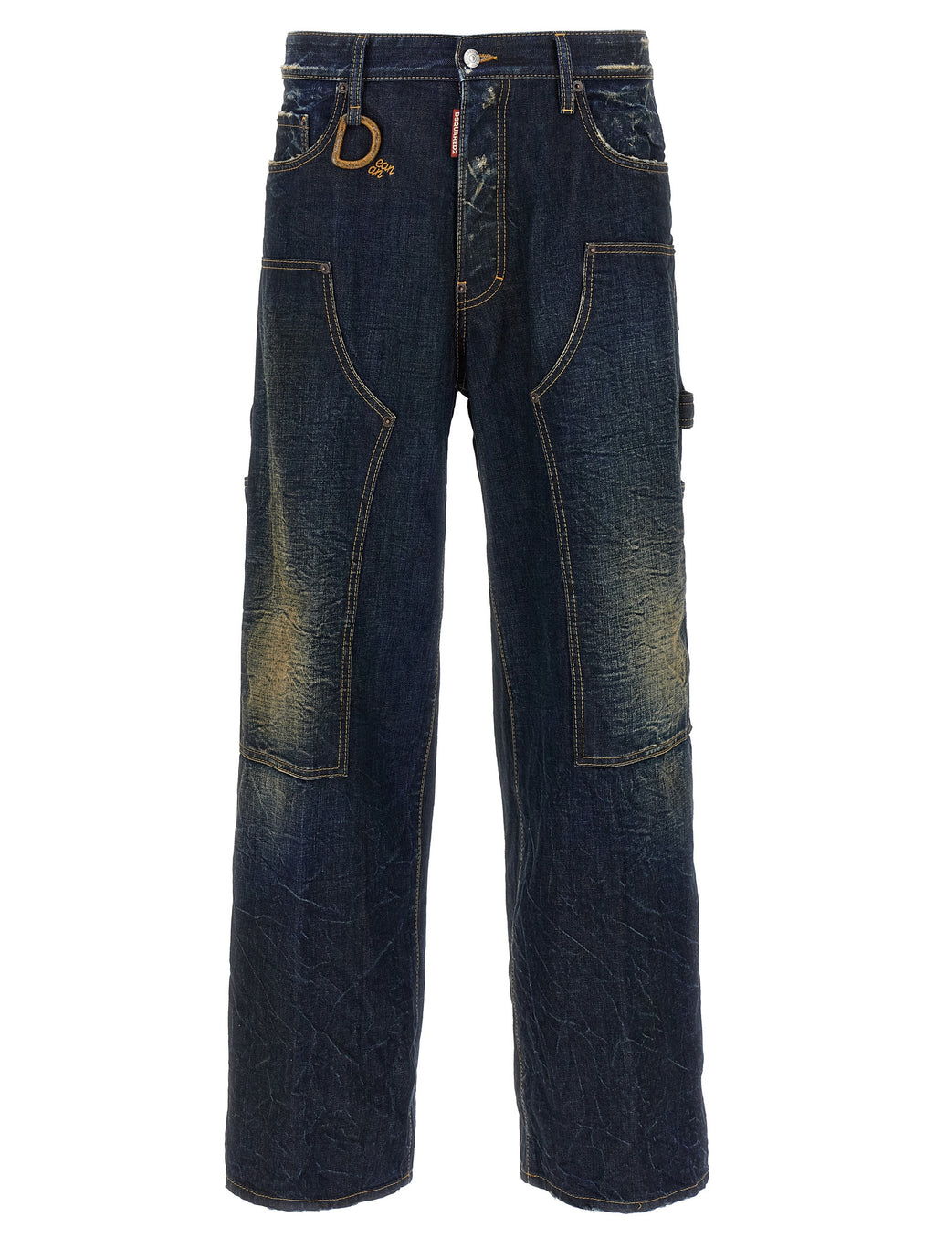 Jeans en denim bleu en coton de Dsquared², coupe classique avec coutures visibles et poches arrière.