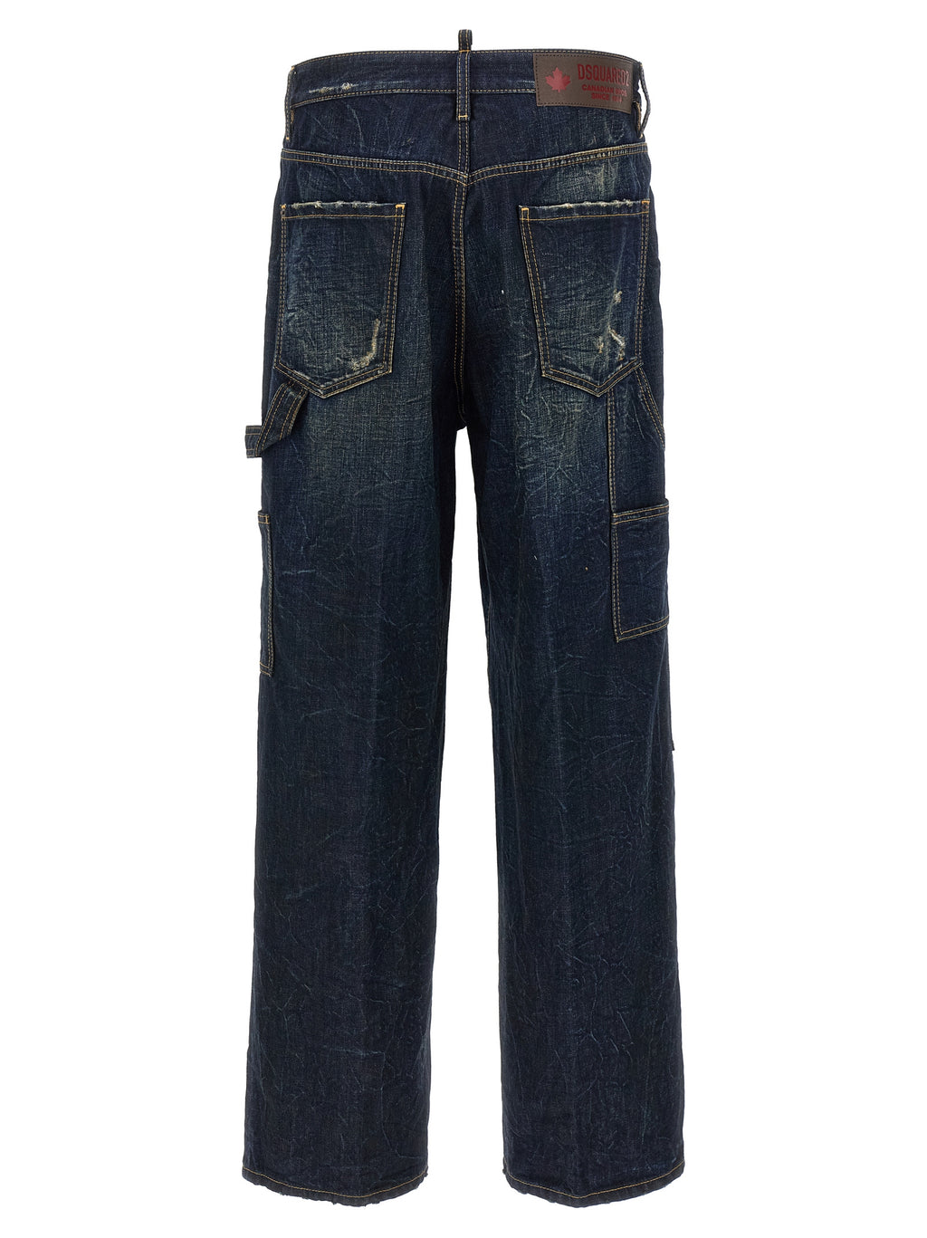 Jeans en denim coton bleu Dsquared², coupe classique, visibles avec coutures et poches arrière, style décontracté.