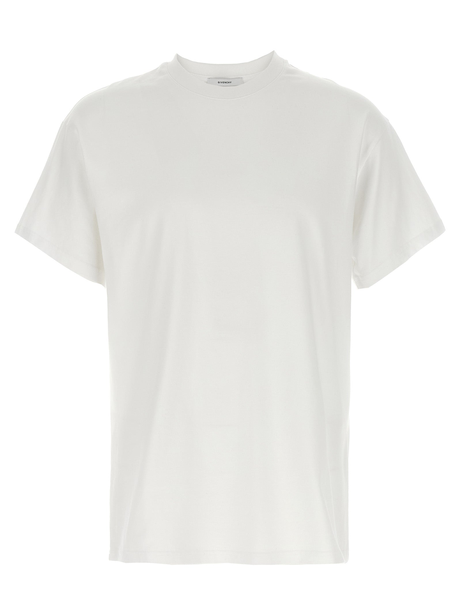 T-shirt blanc en coton de la marque Givenchy, vue de face, avec logo discret sur le devant.