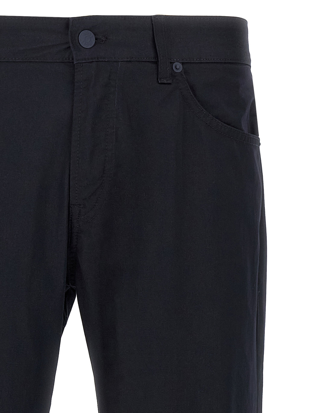 Pantalons décontractés en coton bleu de la marque Hugo Boss, coupe classique et tissu confortable pour un style casual.