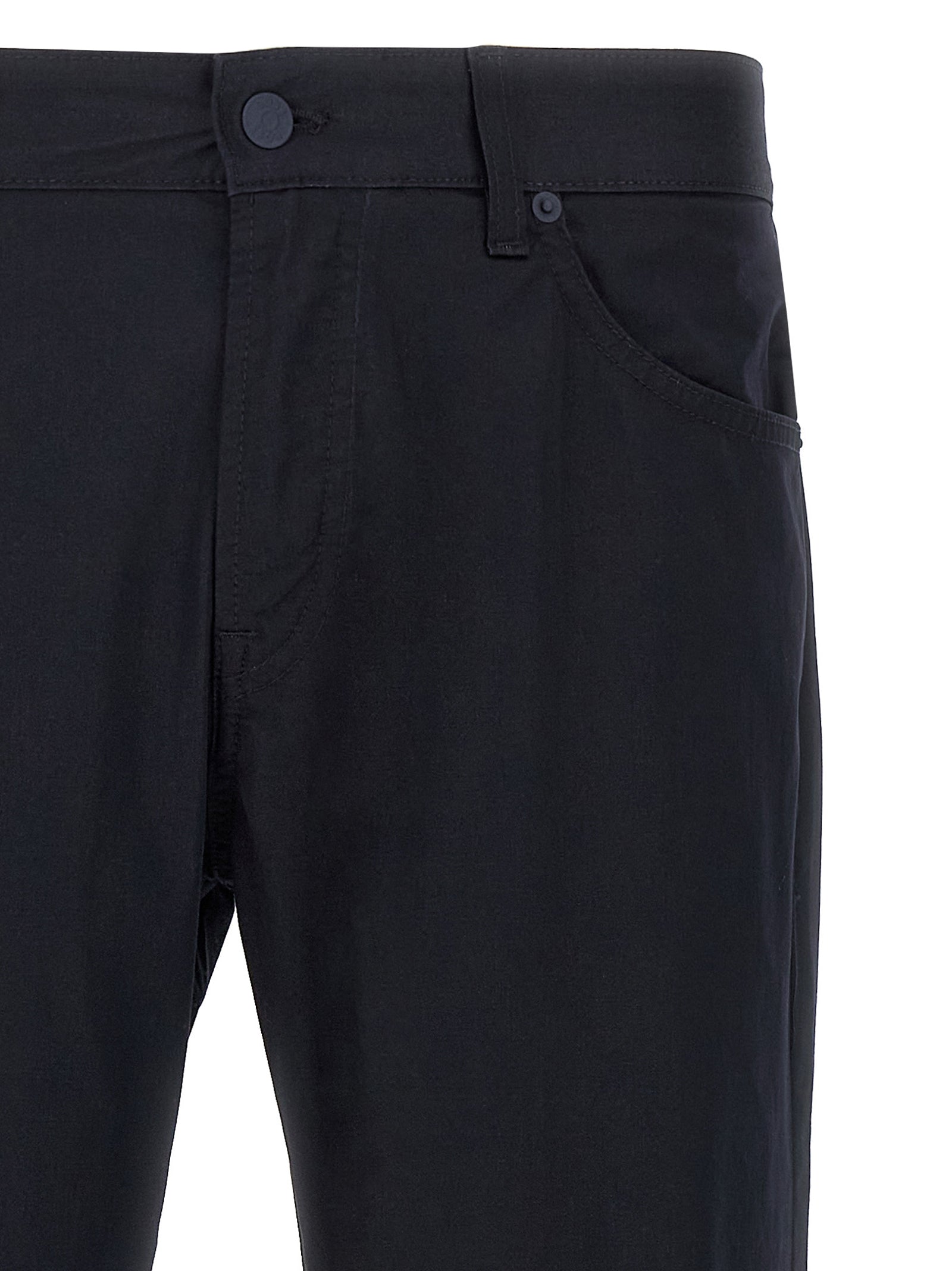 Pantalons décontractés en coton bleu de la marque Hugo Boss, coupe classique et tissu confortable pour un style casual.