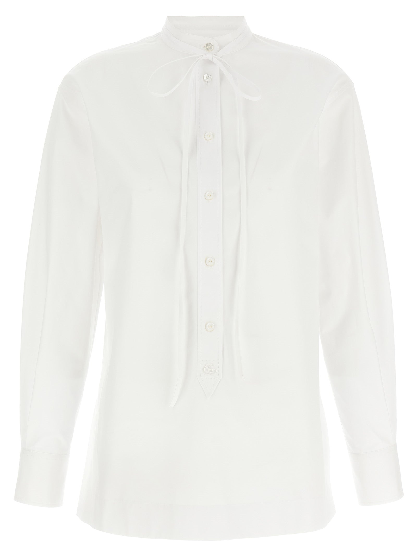 Chemise blanche en coton de Gucci, ajustée et élégante, avec col classique et manches longues, pour un look sophistiqué.