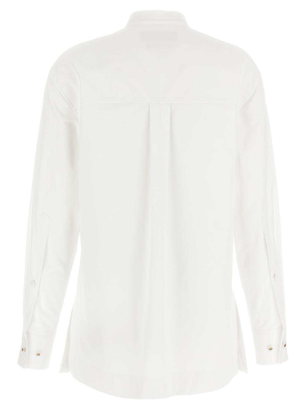Chemise blanche en coton Gucci, style élégant avec col classique, boutons et logo discreet visible sur l'image.