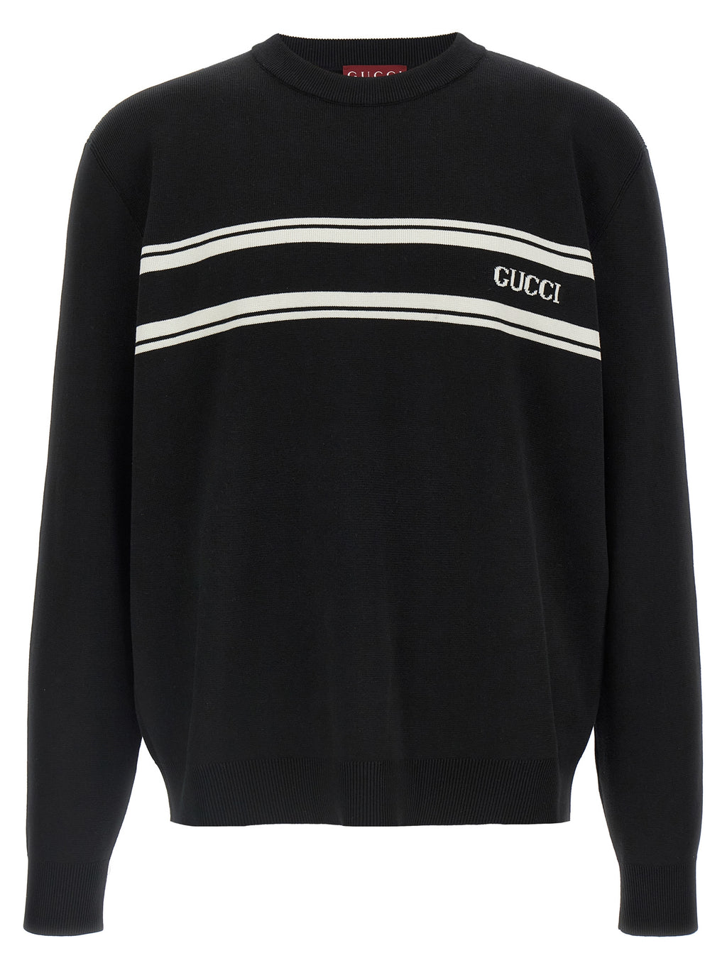 Cardigan en laine bicolore Gucci, veste élégante avec détails contrastés, portée décontractée ou chic, pour femmes ou hommes