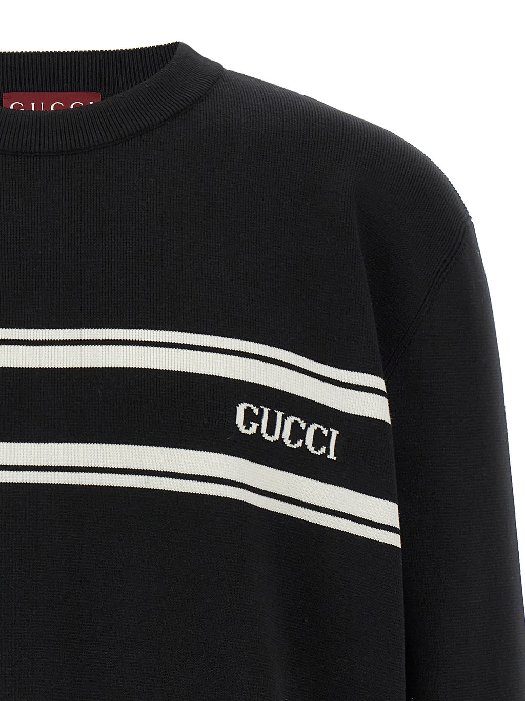 Cardigan en laine bicolore Gucci, à manches longues et col en V, style chic et élégant pour homme ou femme.