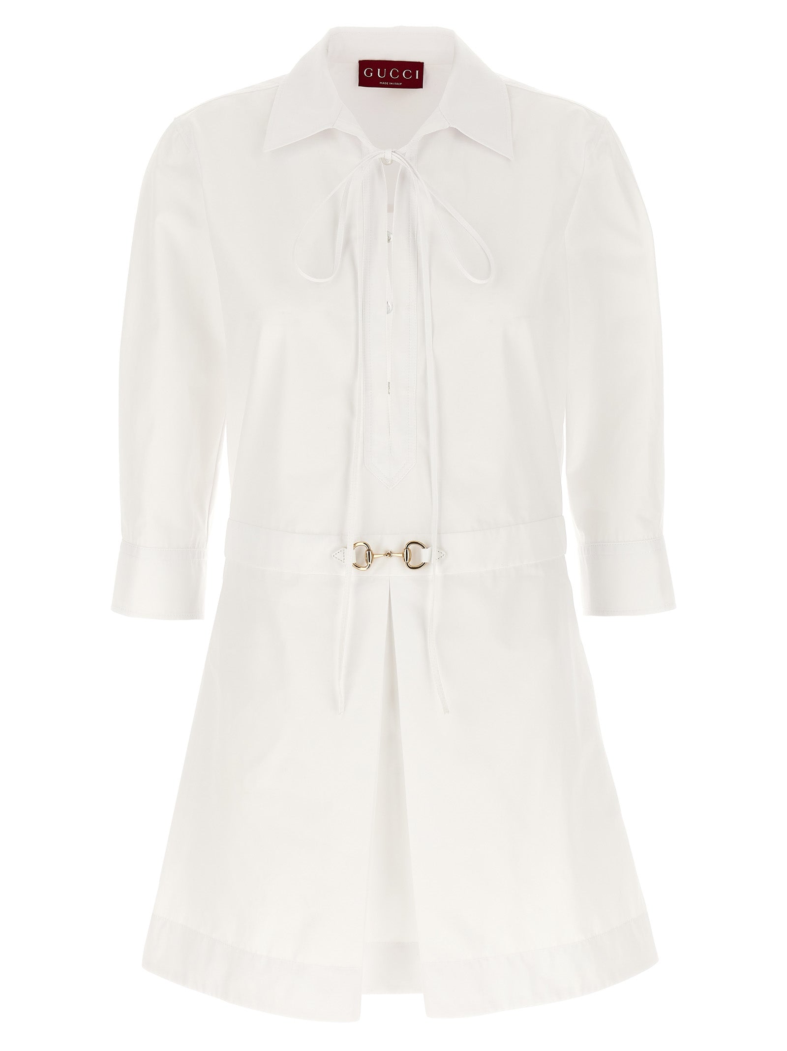 Robe courte en coton blanc de Gucci, élégante et légère, avec un design simple et sophistiqué.