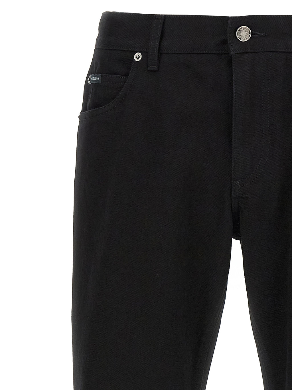 Jeans droits en coton noir de Dolce & Gabbana, style classique et coupe ajustée, visibles sur ce jean.