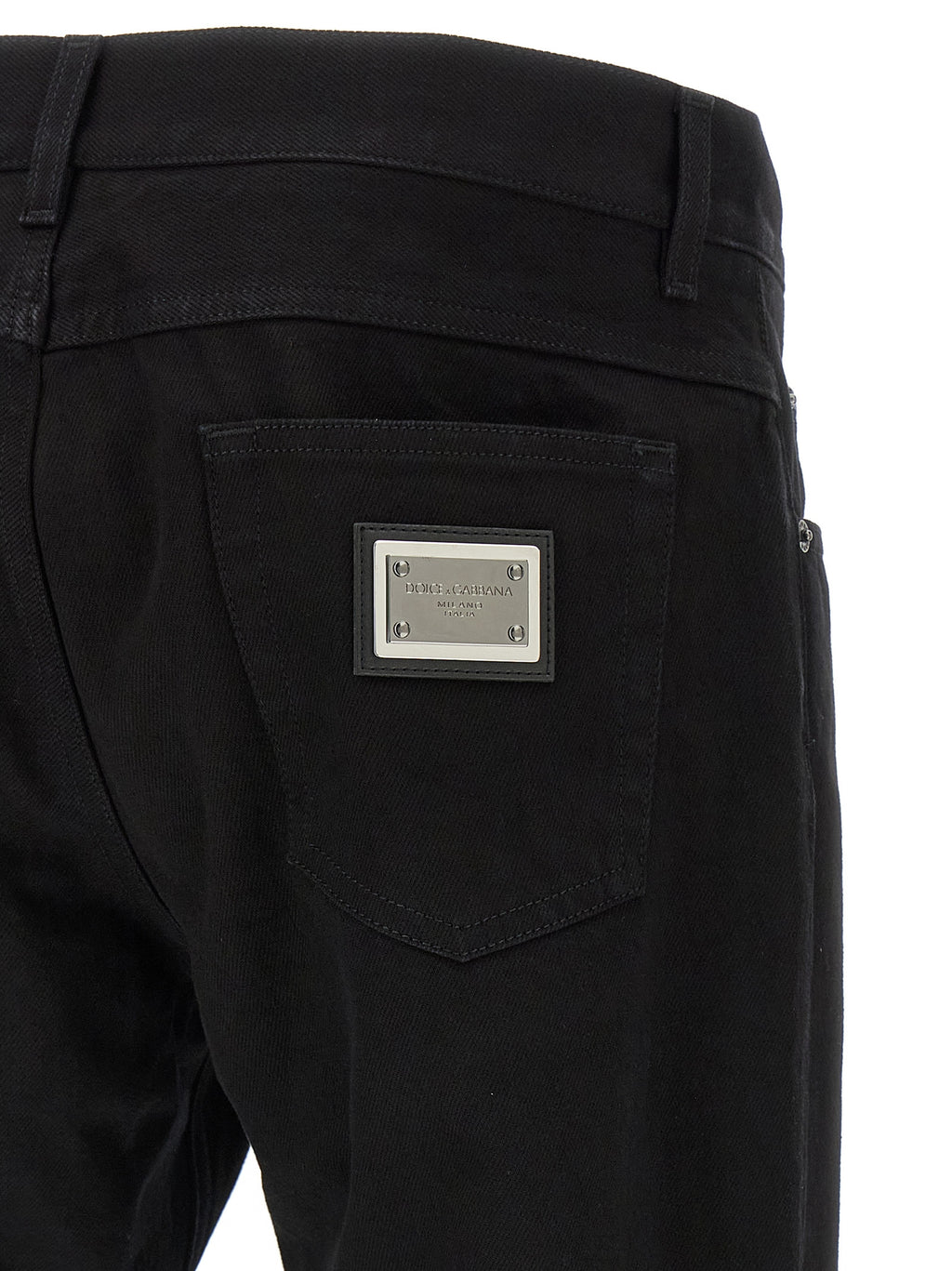 Jeans droits en coton noir de Dolce & Gabbana, pantalon casual élégant, visibles détails de couture et coupe droite.