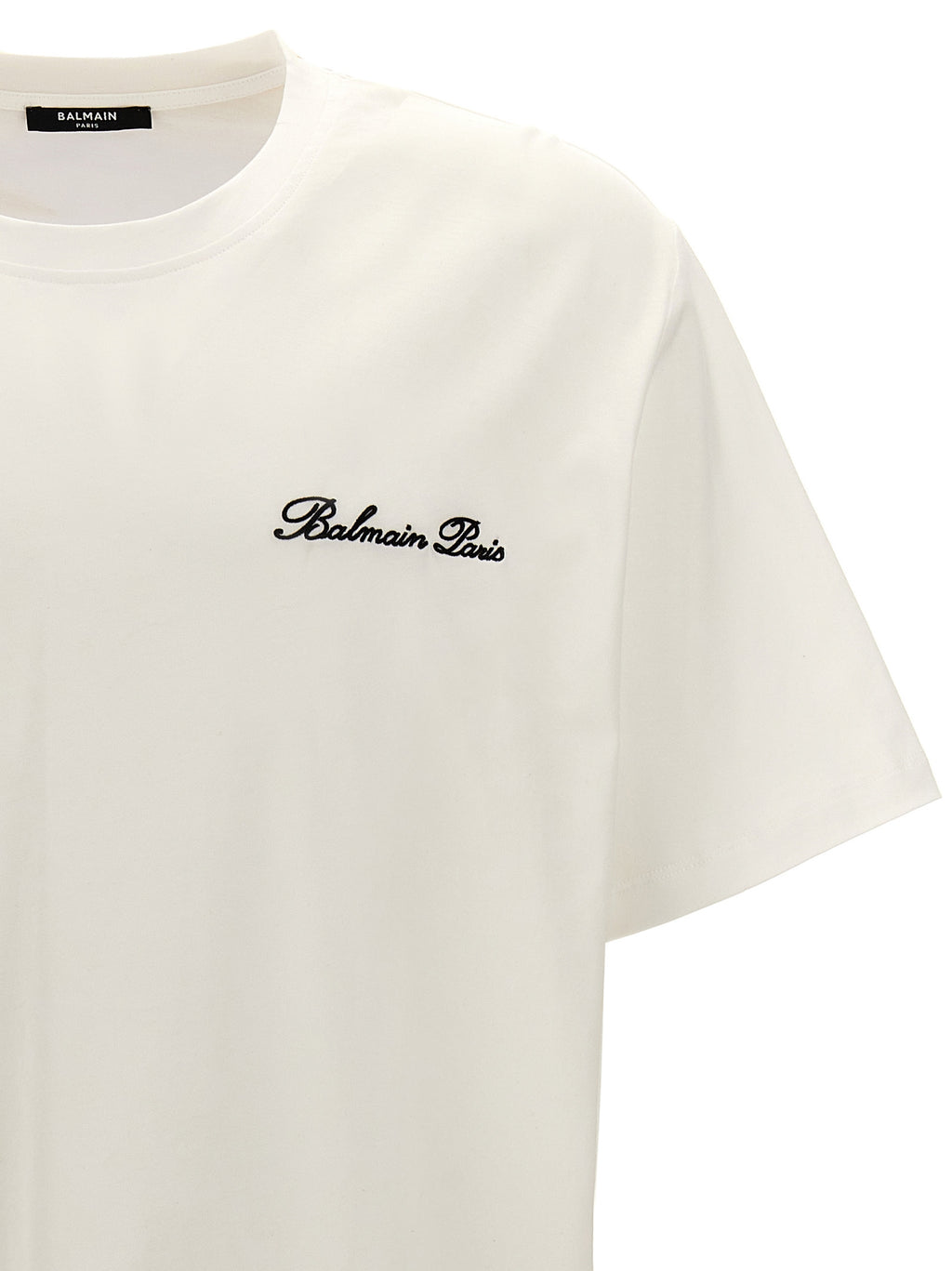 T-shirt en coton bicolore Balmain, coupe moderne et style élégant, visible avec col rond et design distinctif.