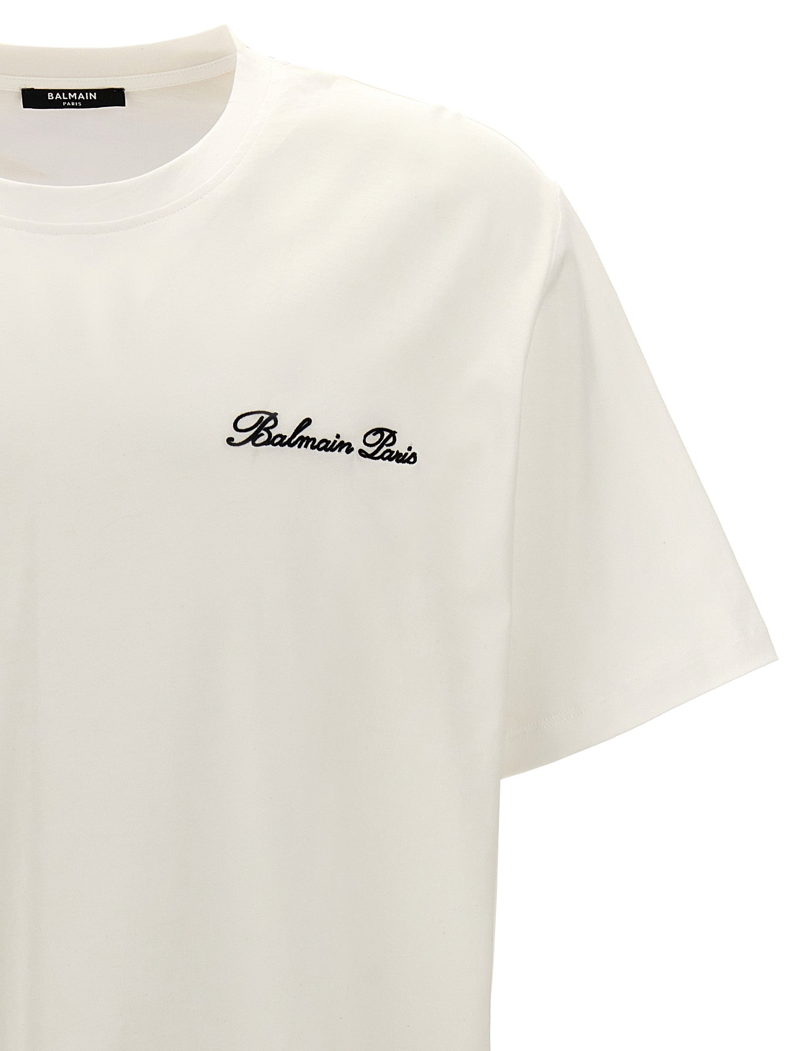 T-shirt en coton bicolore Balmain, coupe moderne et style élégant, visible avec col rond et design distinctif.