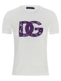 T-shirt blanc en coton Dolce & Gabbana, mode masculine, vue de face avec col rond et logo Dolce & Gabbana visible.