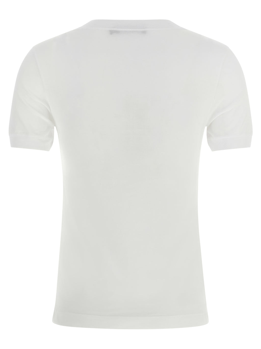 T-shirt blanc en coton de la marque Dolce & Gabbana, coupe classique et logo discret visible sur le devant.