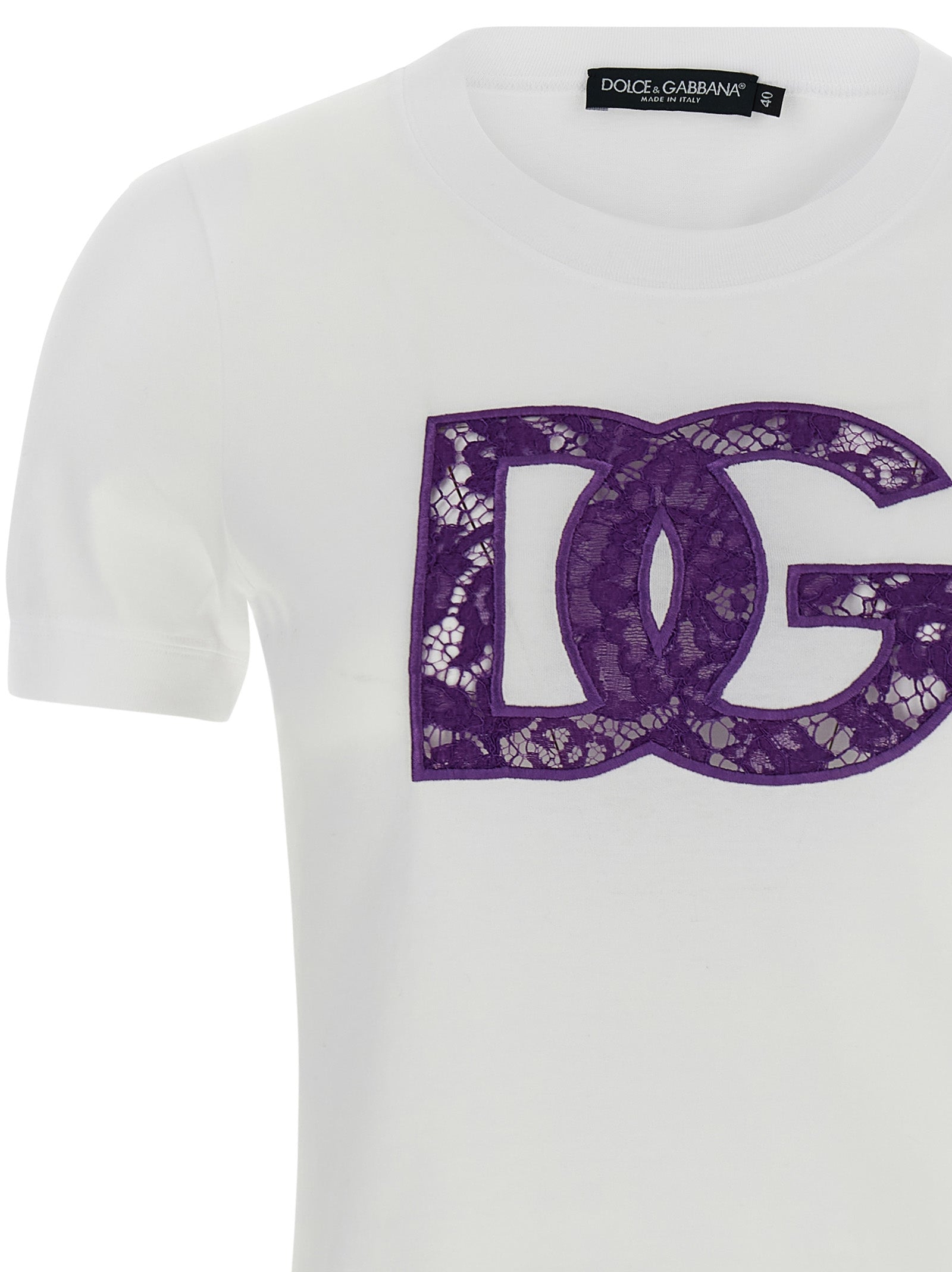 T-shirt blanc en coton de Dolce & Gabbana, style décontracté, vue de face avec col rond et logo subtil.