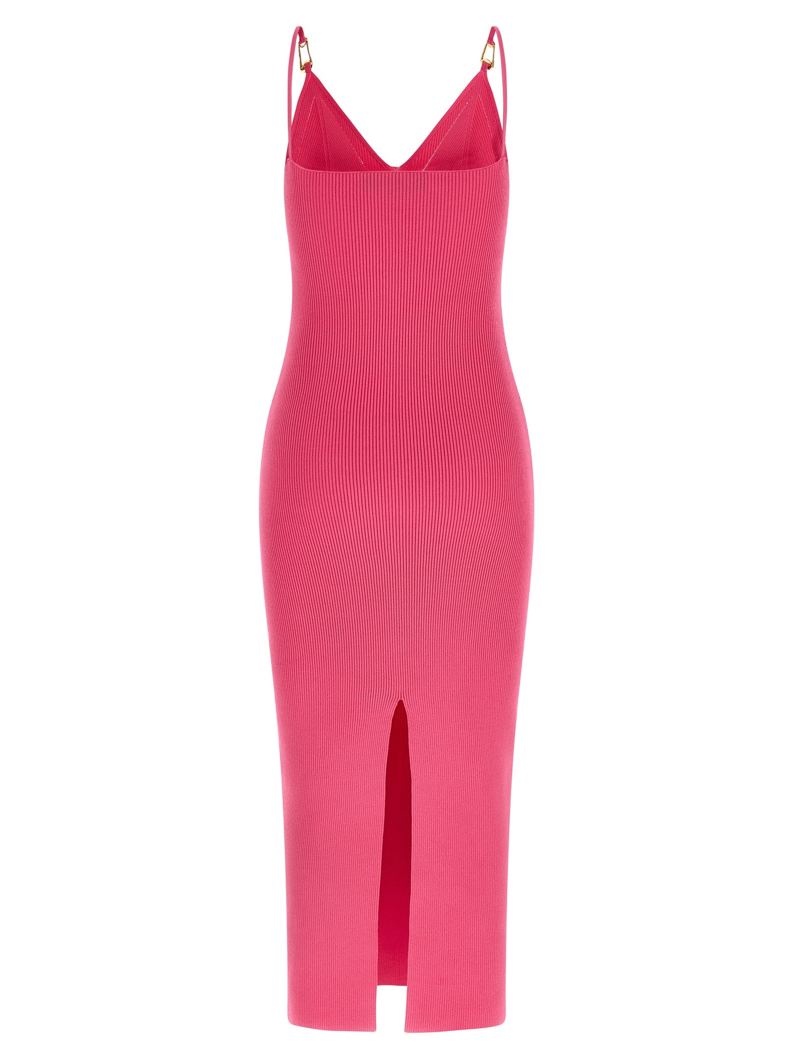 Robe midi en viscose fuchsia de Versace, coupe élégante, avec détails de luxe visibles sur la photo.