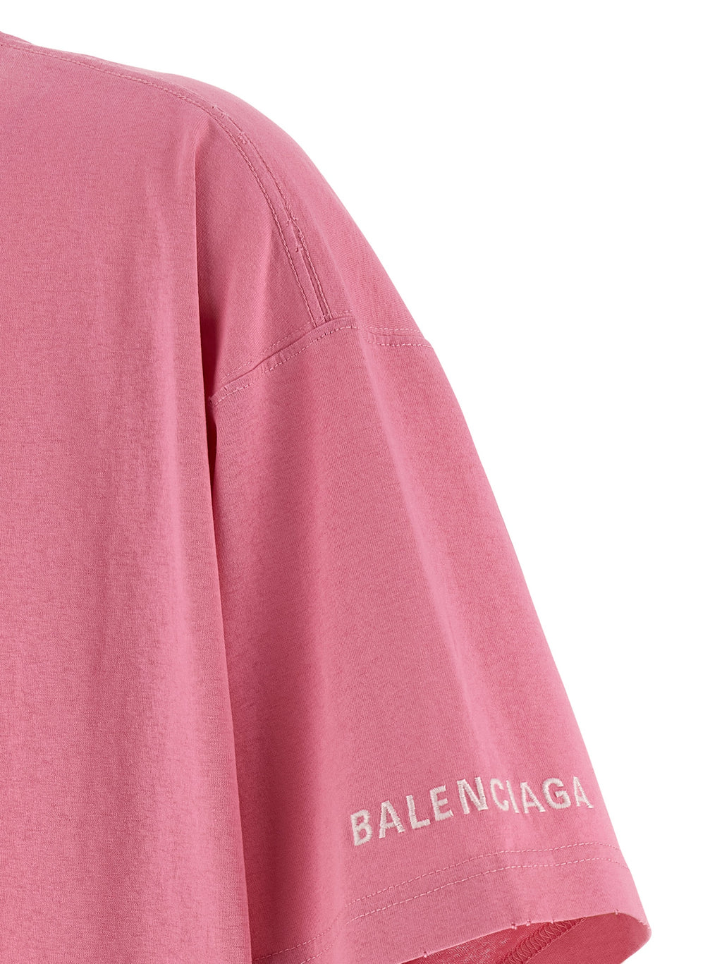 T-shirt en coton multicolore Balenciaga avec logo distinctif, vue de face, pour homme ou femme.