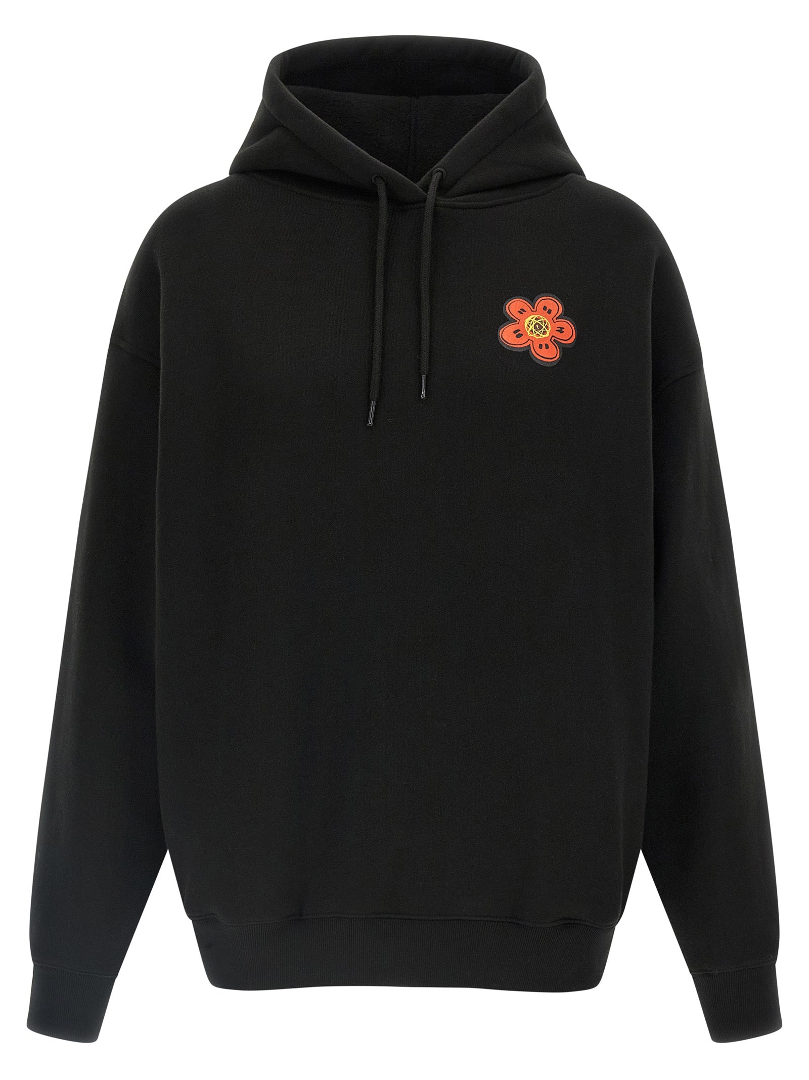 Sweat à capuche noir en coton de la marque Kenzo, visible avec logo discret sur la poitrine et tissu doux.