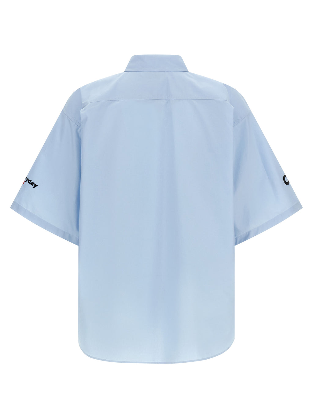 Chemise en coton bleue Balenciaga avec col classique et manches longues, vue de face.