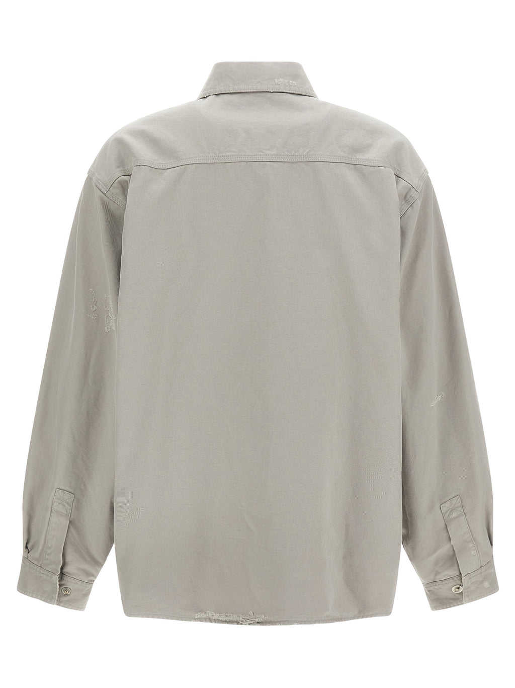 Chemise grise en coton de Balenciaga, modèle élégant avec col classique et manches longues, vue de face.