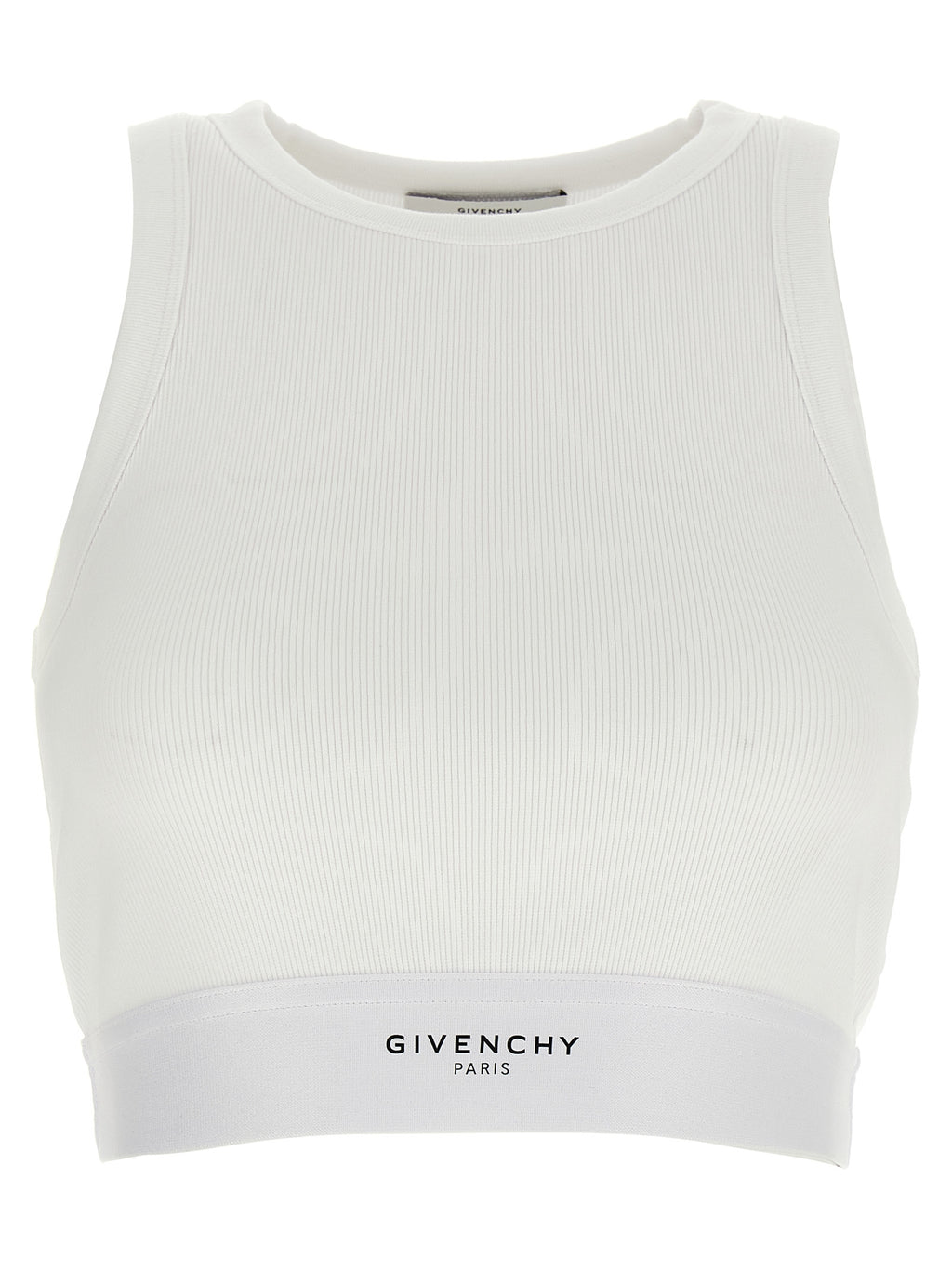 Débardeur blanc en coton Givenchy, vue de face, mettant en valeur le design simple et élégant du haut.