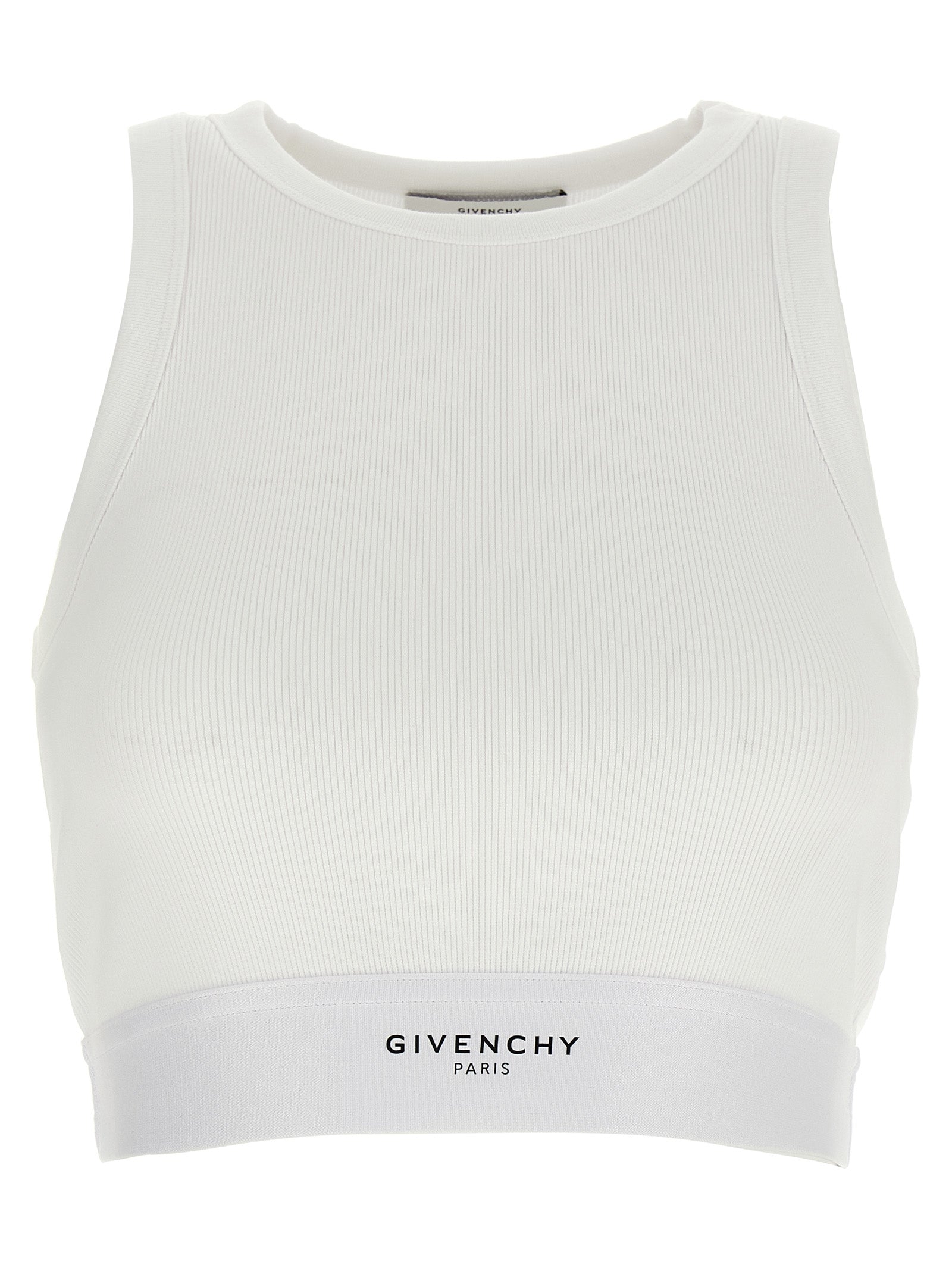 Débardeur blanc en coton Givenchy, vue de face, mettant en valeur le design simple et élégant du haut.