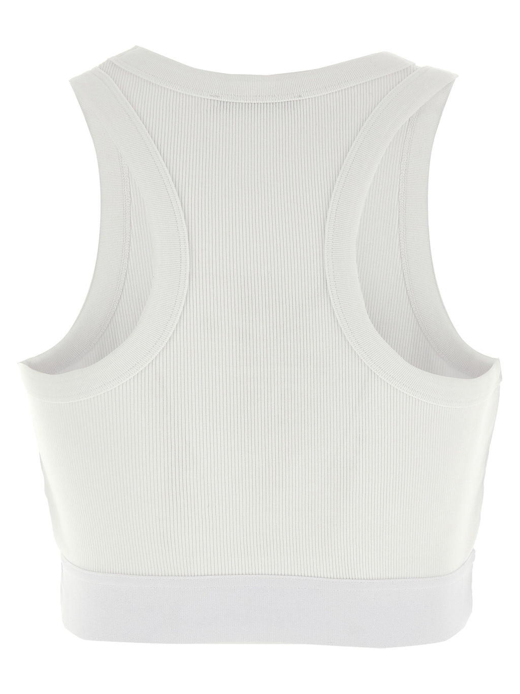 Débardeur blanc en coton de la marque Givenchy, coupe classique, porté seul, visible détail du col rond.