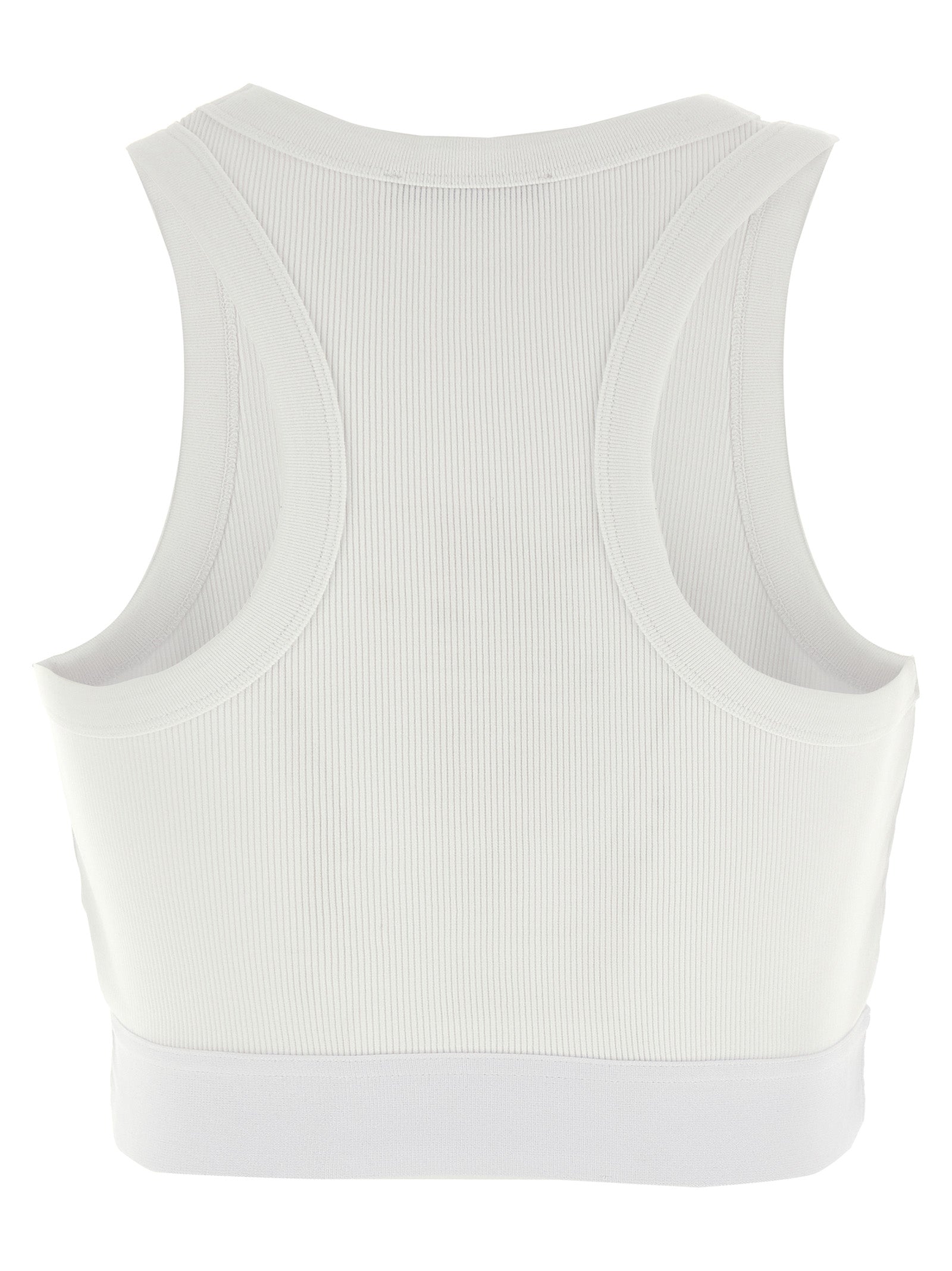 Débardeur blanc en coton de la marque Givenchy, coupe classique, porté seul, visible détail du col rond.
