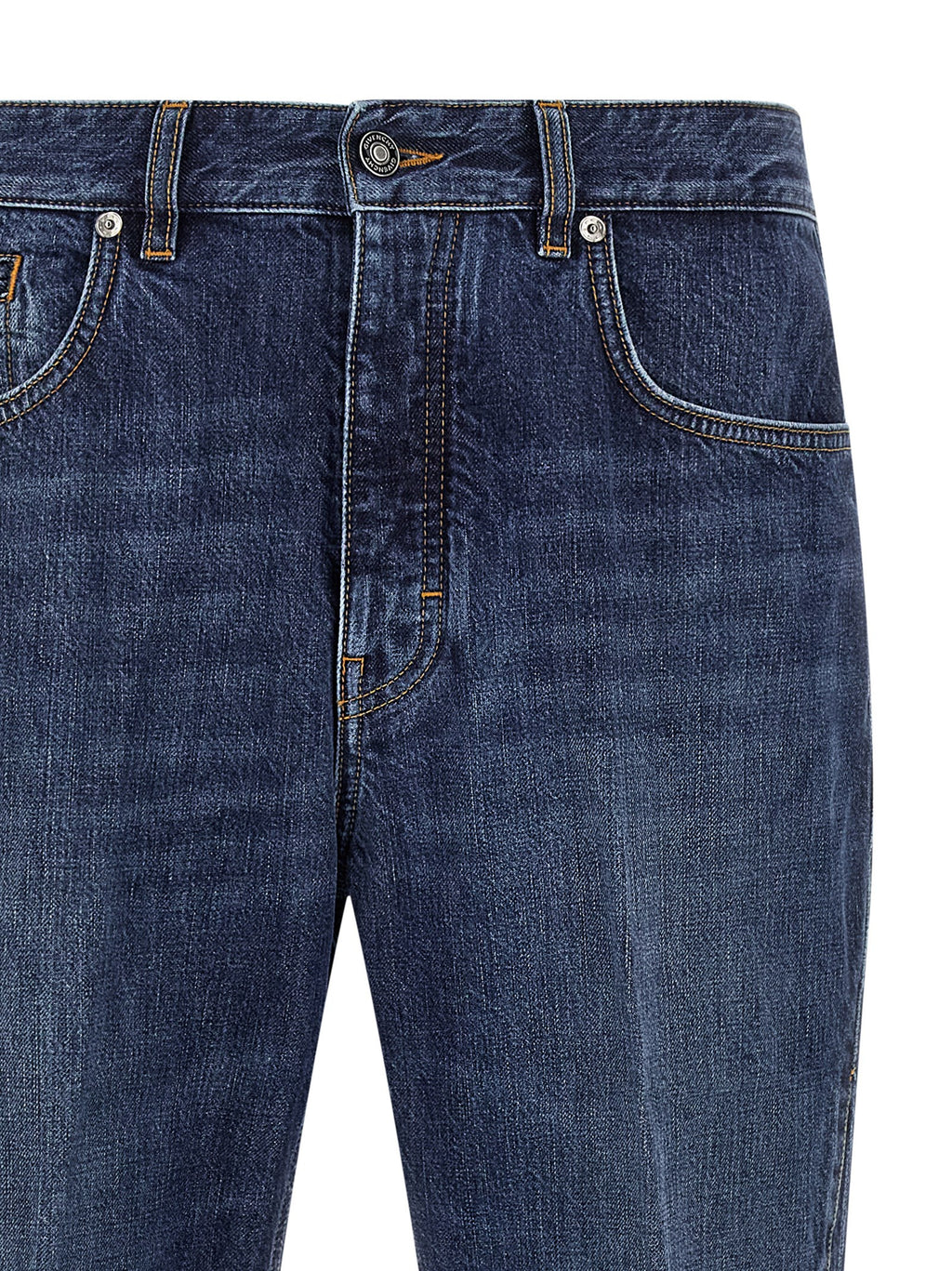 Jeans droits en coton bleu de la marque Givenchy, vue de face, avec coupe classique et détails modernes.