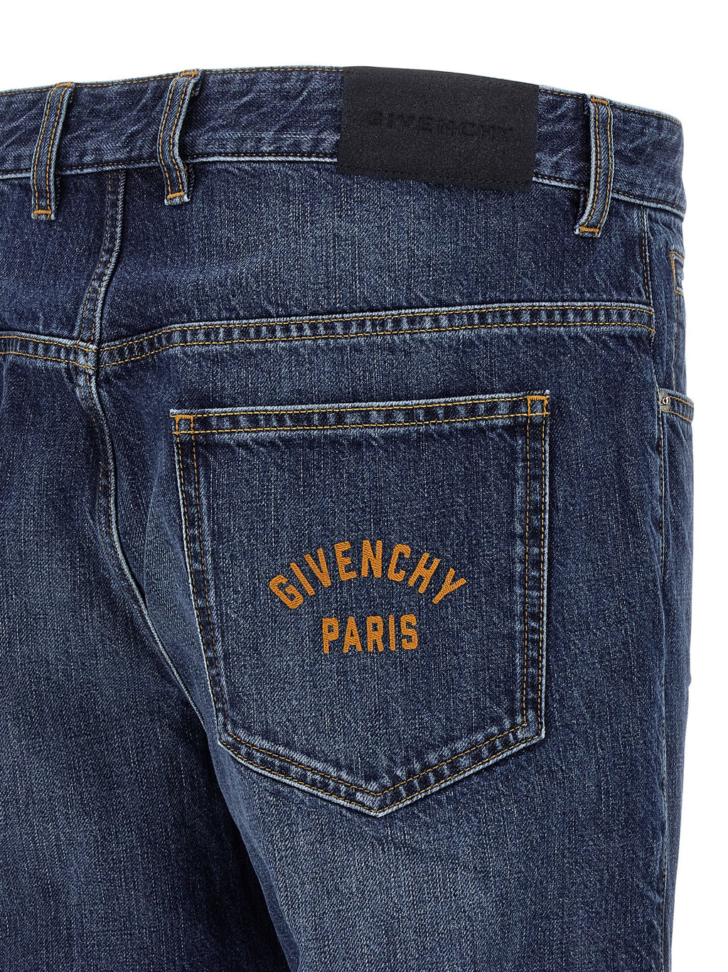 Jeans droits en coton bleu Givenchy, style décontracté, visibles avec poches et coutures classiques.