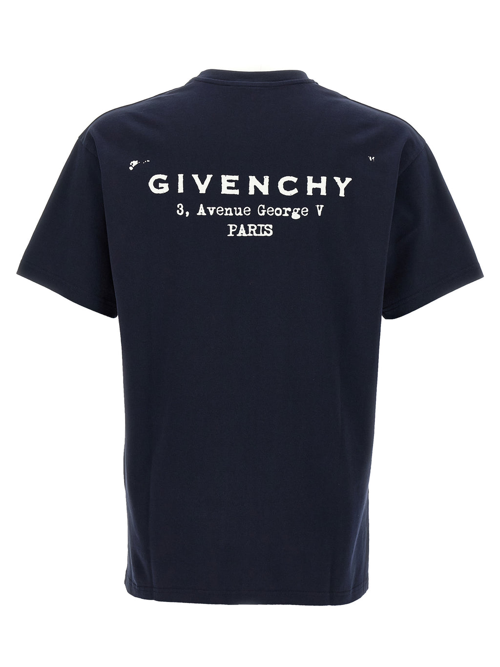 T-shirt en coton bleu Givenchy, coupe classique, avec logo discret sur le devant, image portée sur mannequin.