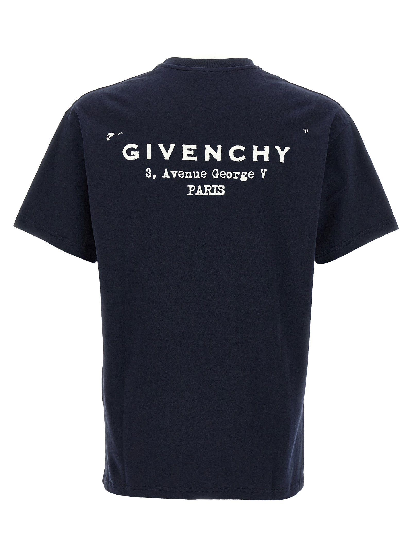 T-shirt en coton bleu Givenchy, coupe classique, avec logo discret sur le devant, image portée sur mannequin.