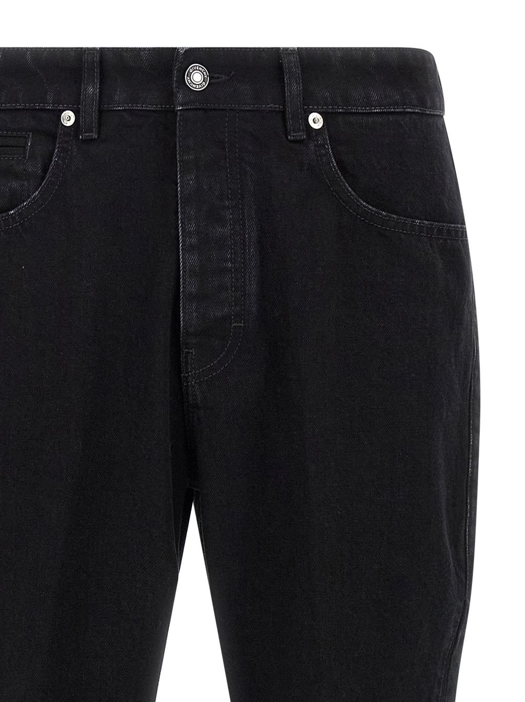 Jeans droits en coton noir de Givenchy, mode élégante, visibles avec ce pantalon classique et tendance.