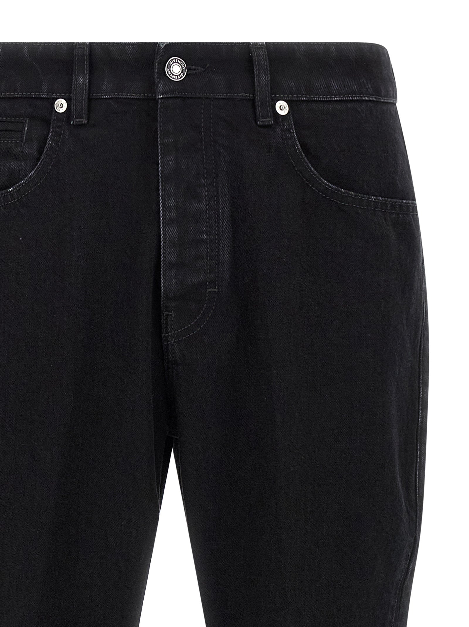 Jeans droits en coton noir de Givenchy, mode élégante, visibles avec ce pantalon classique et tendance.
