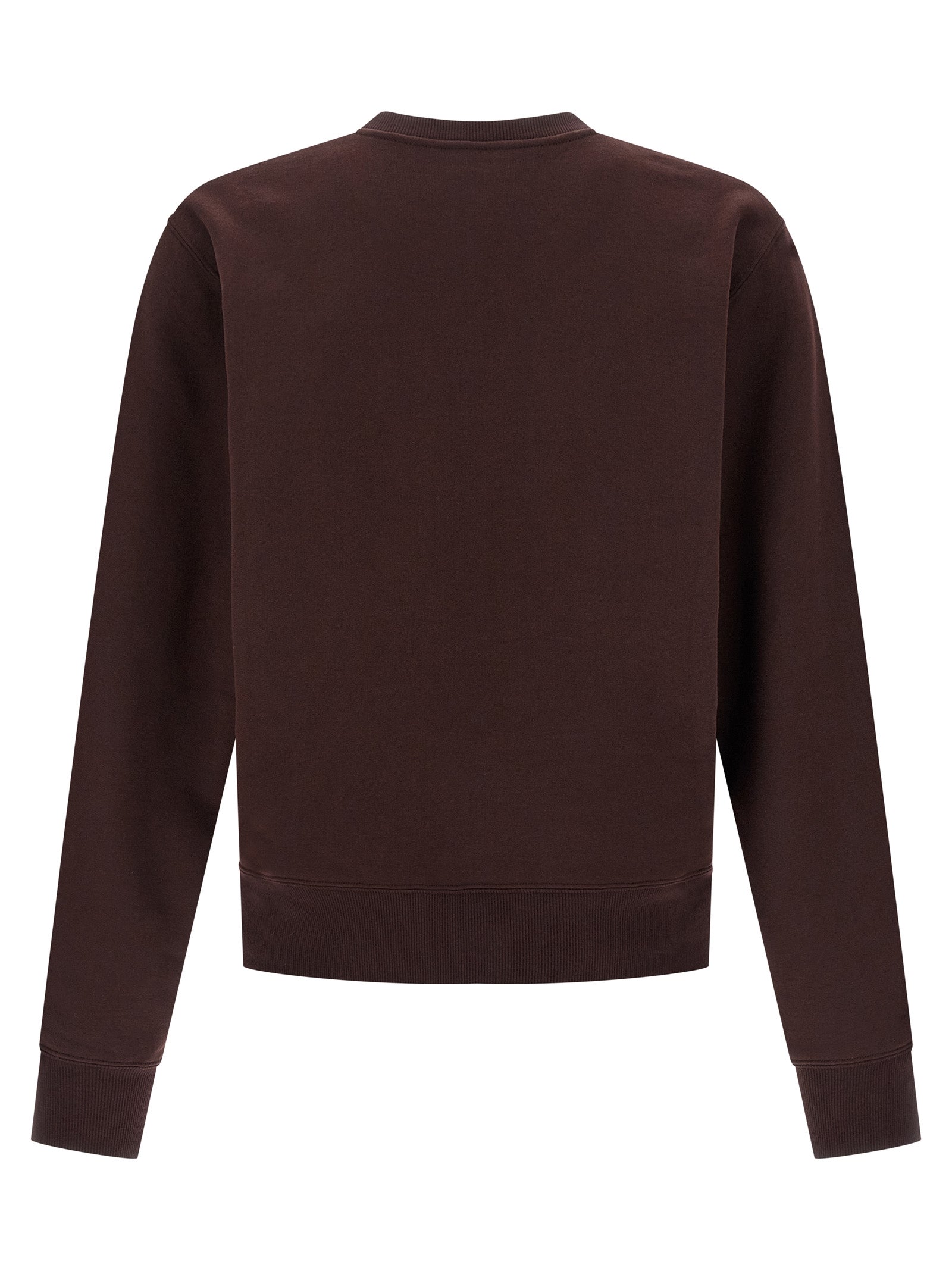 Sweat-shirt en coton bordeaux de Saint Laurent, style décontracté avec logo discret, porté sur un mannequin.