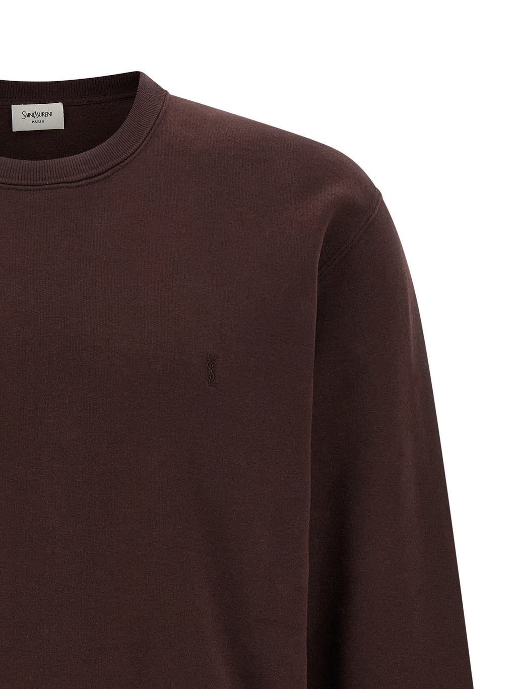 Sweat-shirt en coton Bordeaux de Saint Laurent, coupe décontractée, avec logo discret sur la poitrine.