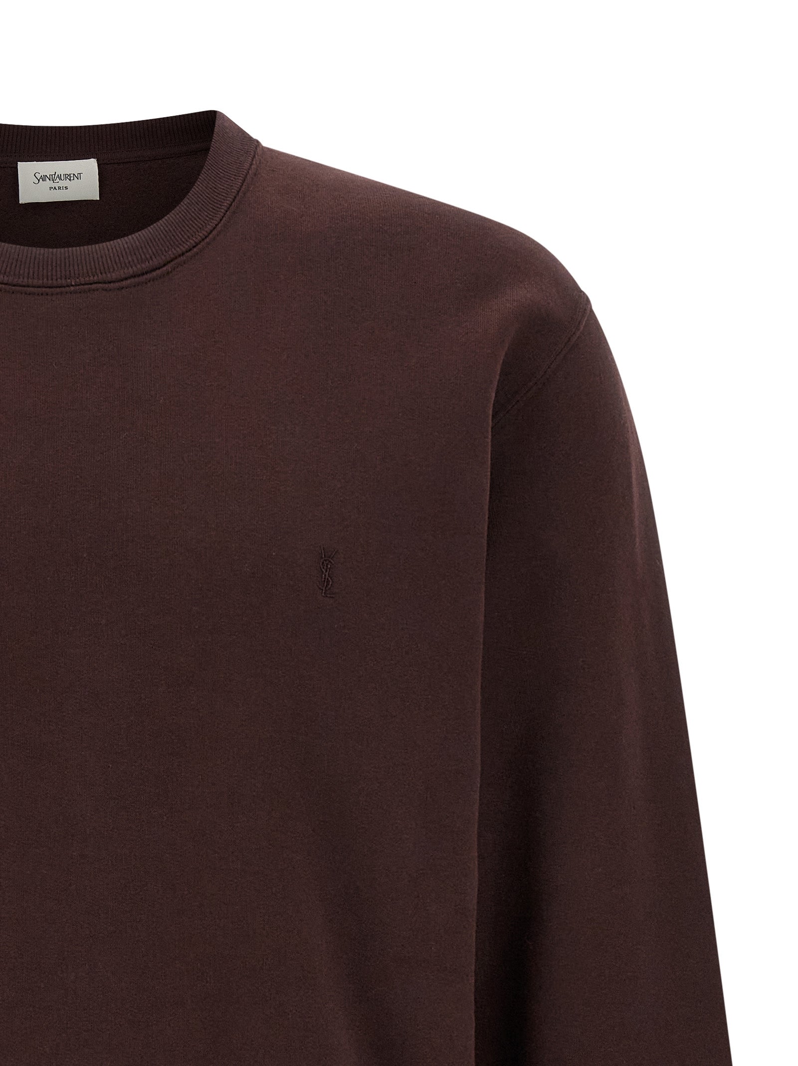 Sweat-shirt en coton Bordeaux de Saint Laurent, coupe décontractée, avec logo discret sur la poitrine.