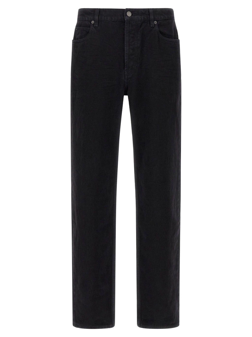 Jeans droits en coton noir de Saint Laurent, style classique et élégant, avec détails visibles et coupe droite.