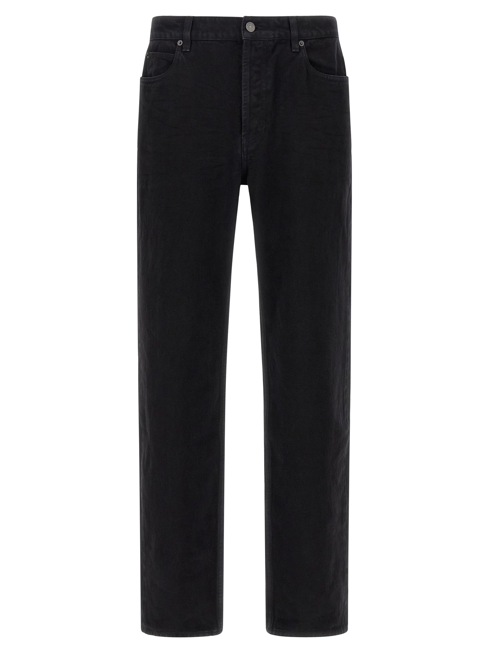 Jeans droits en coton noir de Saint Laurent, style classique et élégant, avec détails visibles et coupe droite.